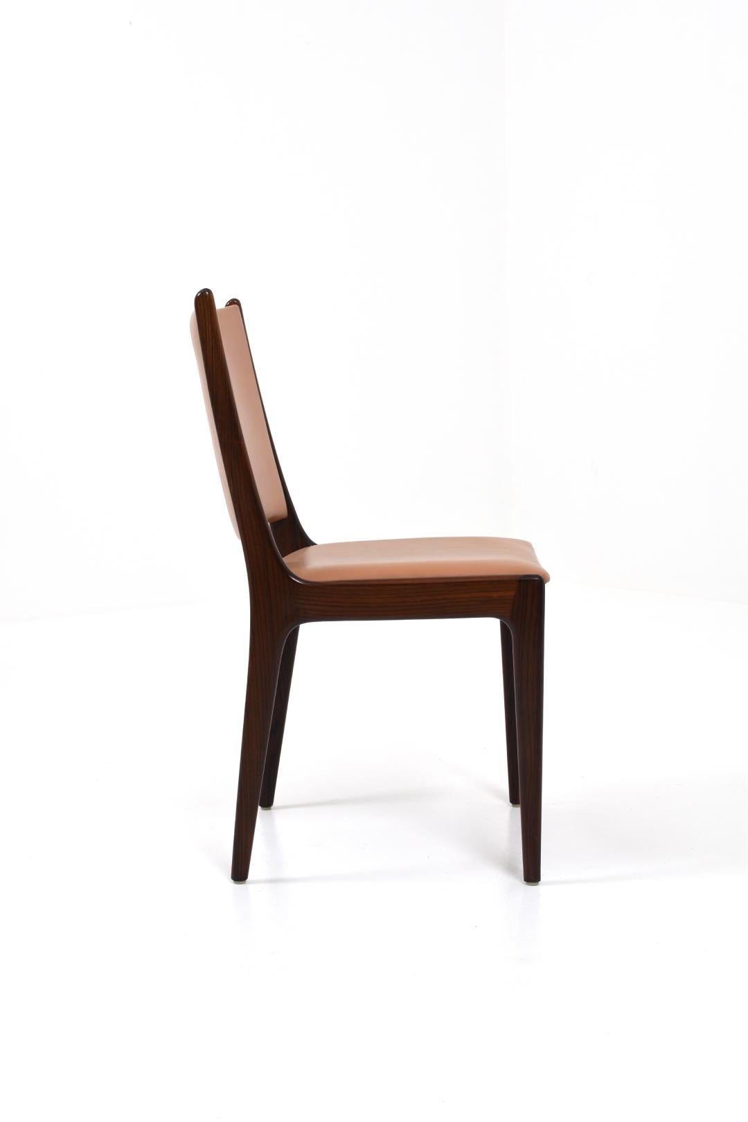 Leather Dining Chairs by Johannes Andersen for Uldum Møbelfabrik 1960s