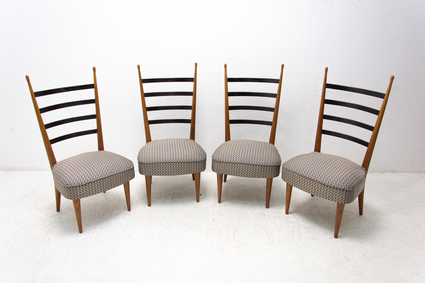 Art Deco Dining Chairs by Josef Pehr, Czechoslovakia, 1940s, Set of 4 For Sale