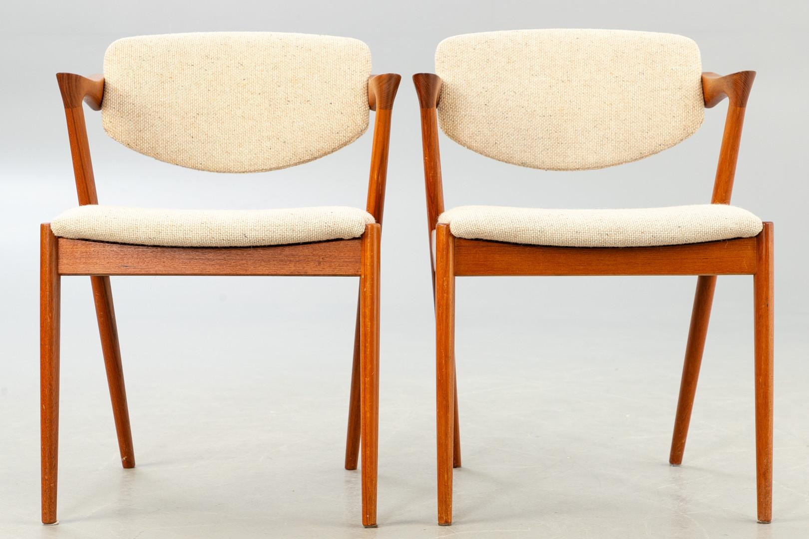 Danish Dining Chairs by Kai Kristiansen Model 42 For Sale