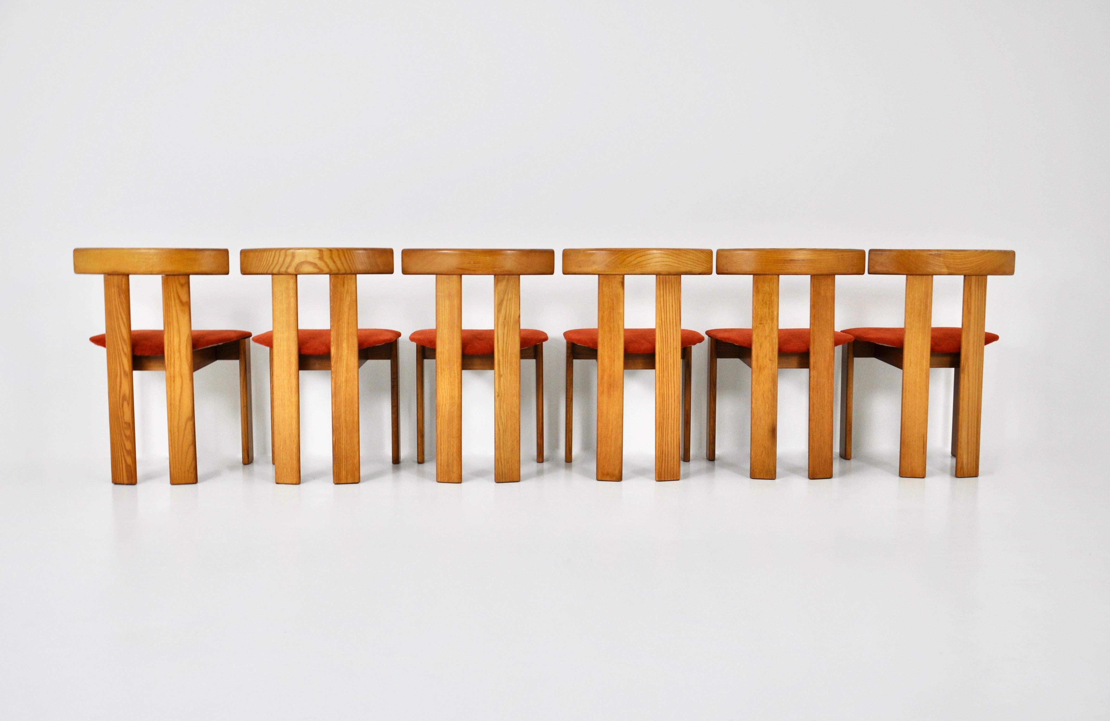 Wood Dining chairs by Luigi Vaghi for Former, set of 6, 1960s For Sale