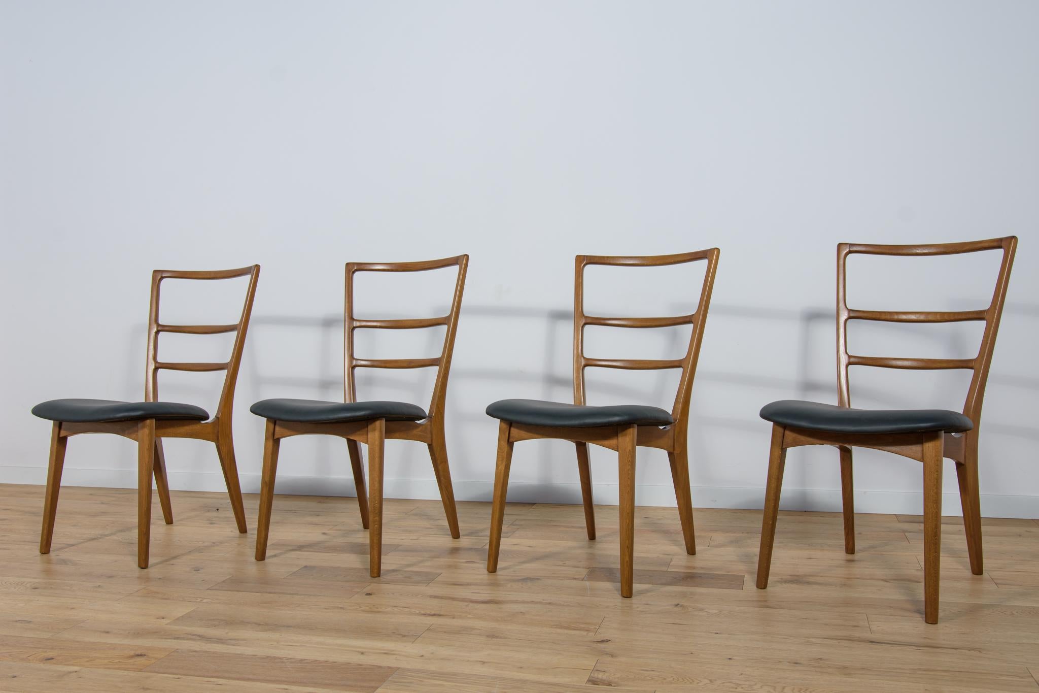 Polish Dining Chairs by Mariana Grabiński for Swarzędz Factory, 1960s, Set of 4 For Sale