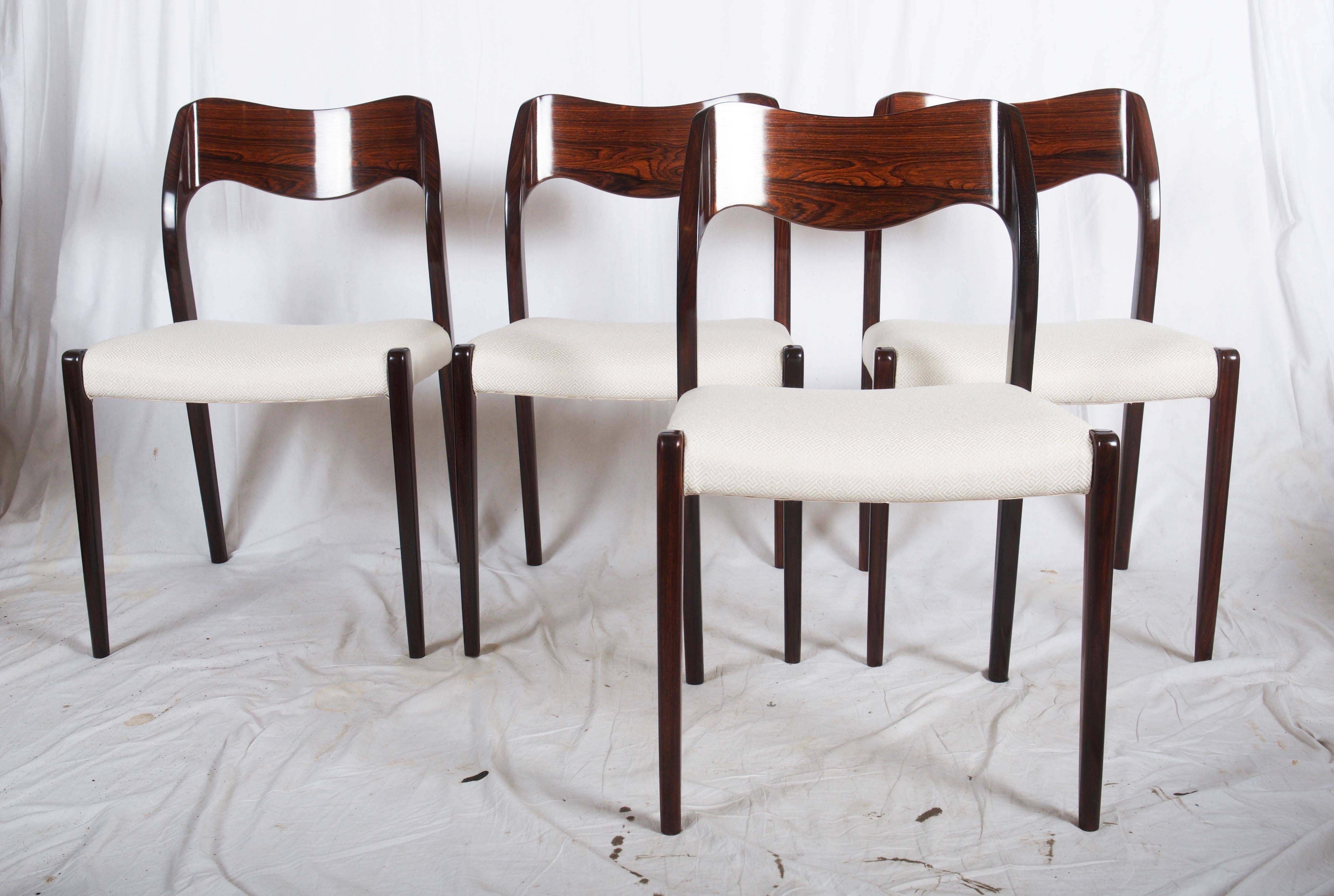 Hardwood Dining Chairs by Niels Otto Møller Model 71 For Sale
