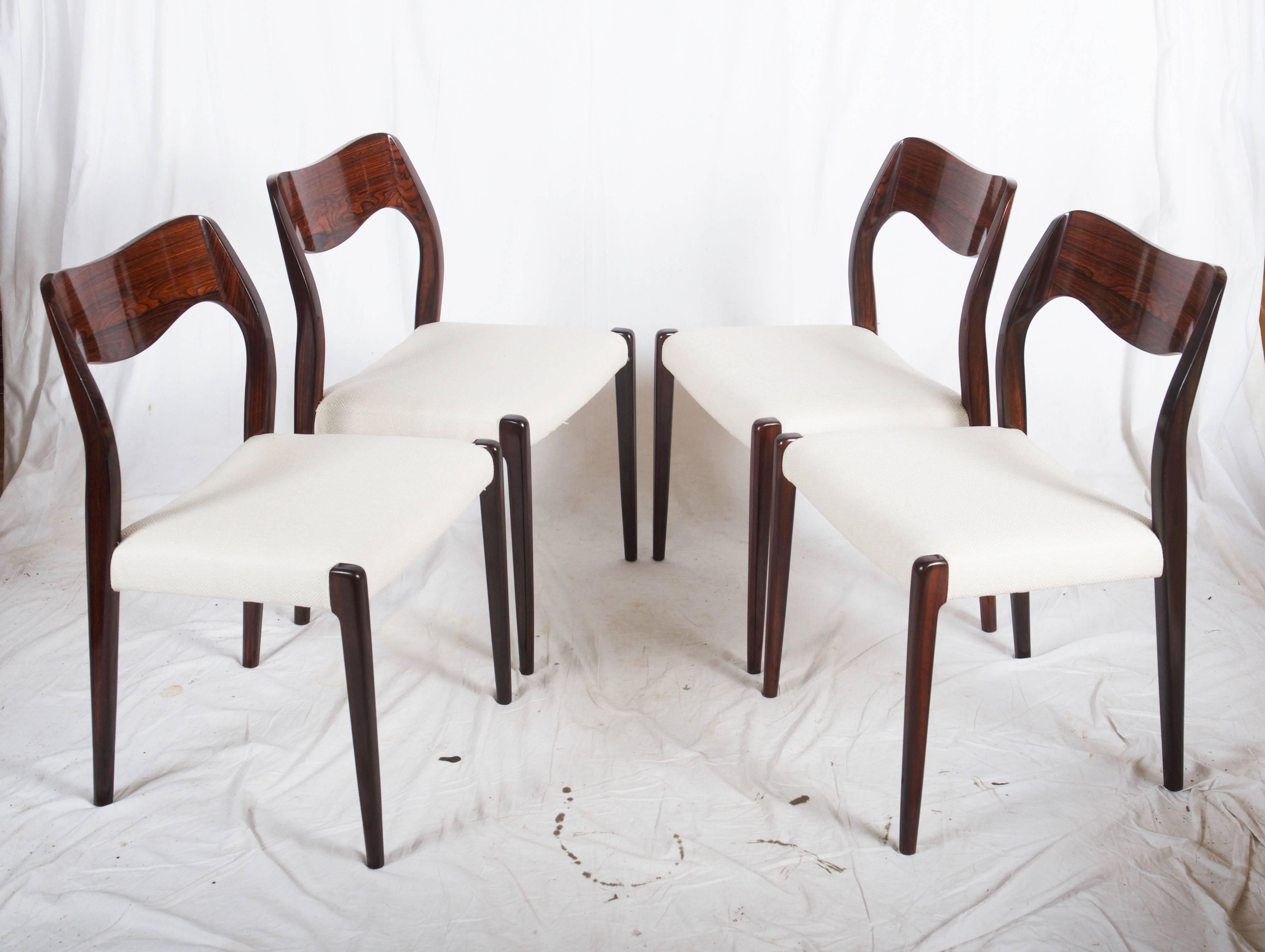 Hardwood Dining Chairs by Niels Otto Møller Model 71