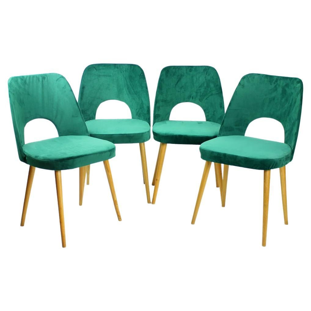 Dining Chairs by Oswald Haerdtl in Velvet for Ton, Czechoslovakia 1950s For Sale