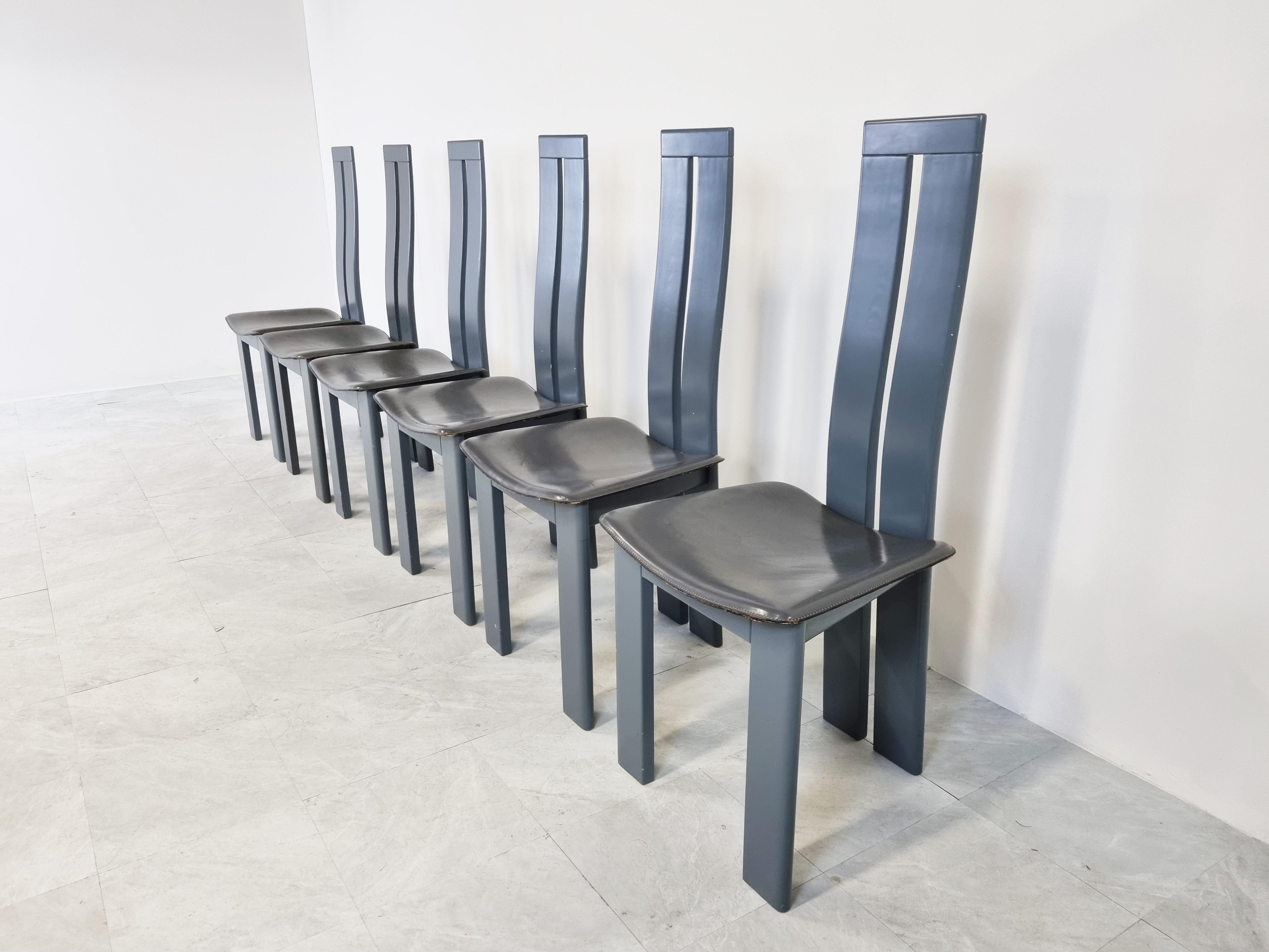 Dining Chairs by Pietro Costantini for Ello, 1980s, Set of 6 In Good Condition In HEVERLEE, BE