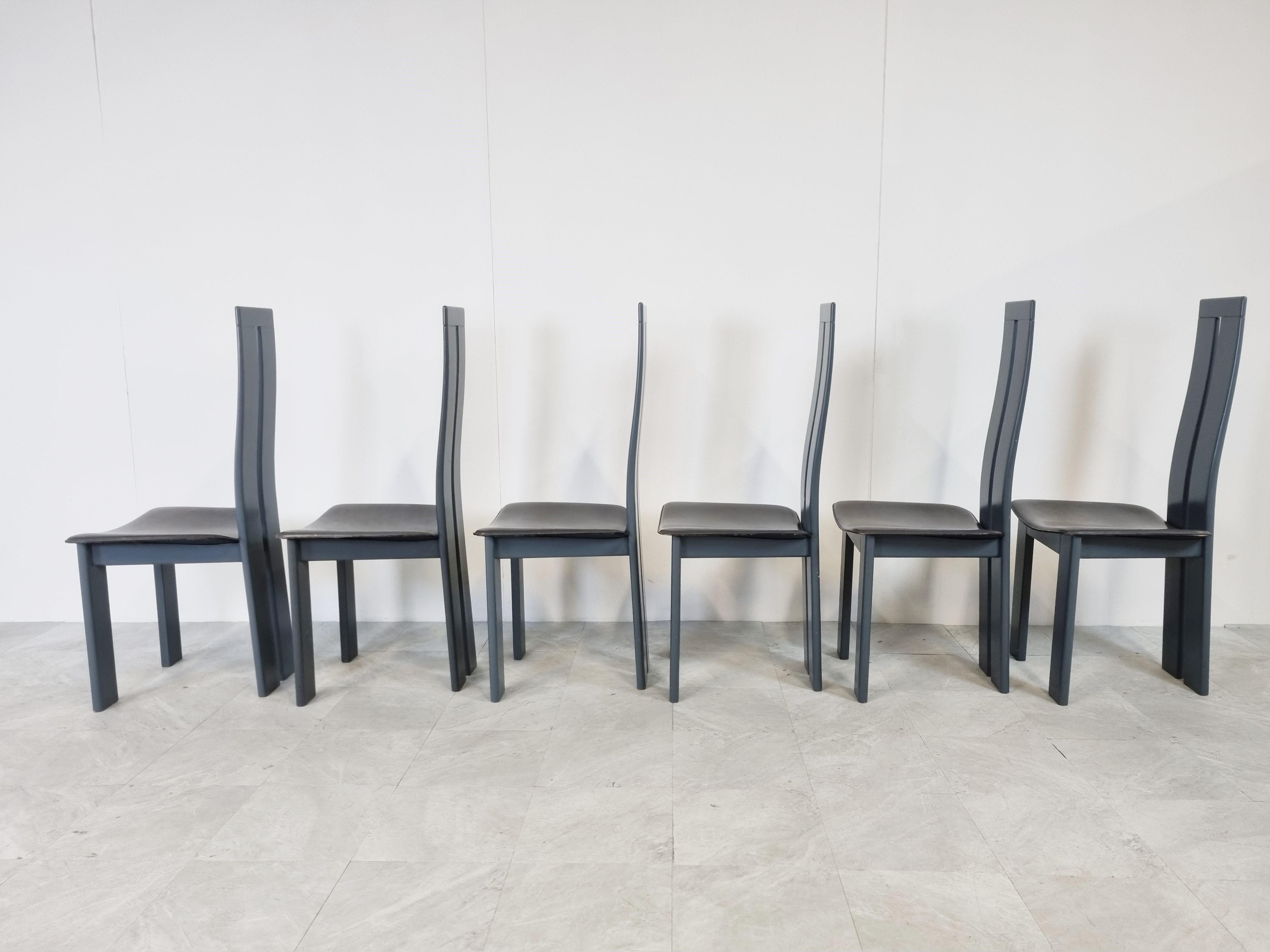 Leather Dining Chairs by Pietro Costantini for Ello, 1980s, Set of 6