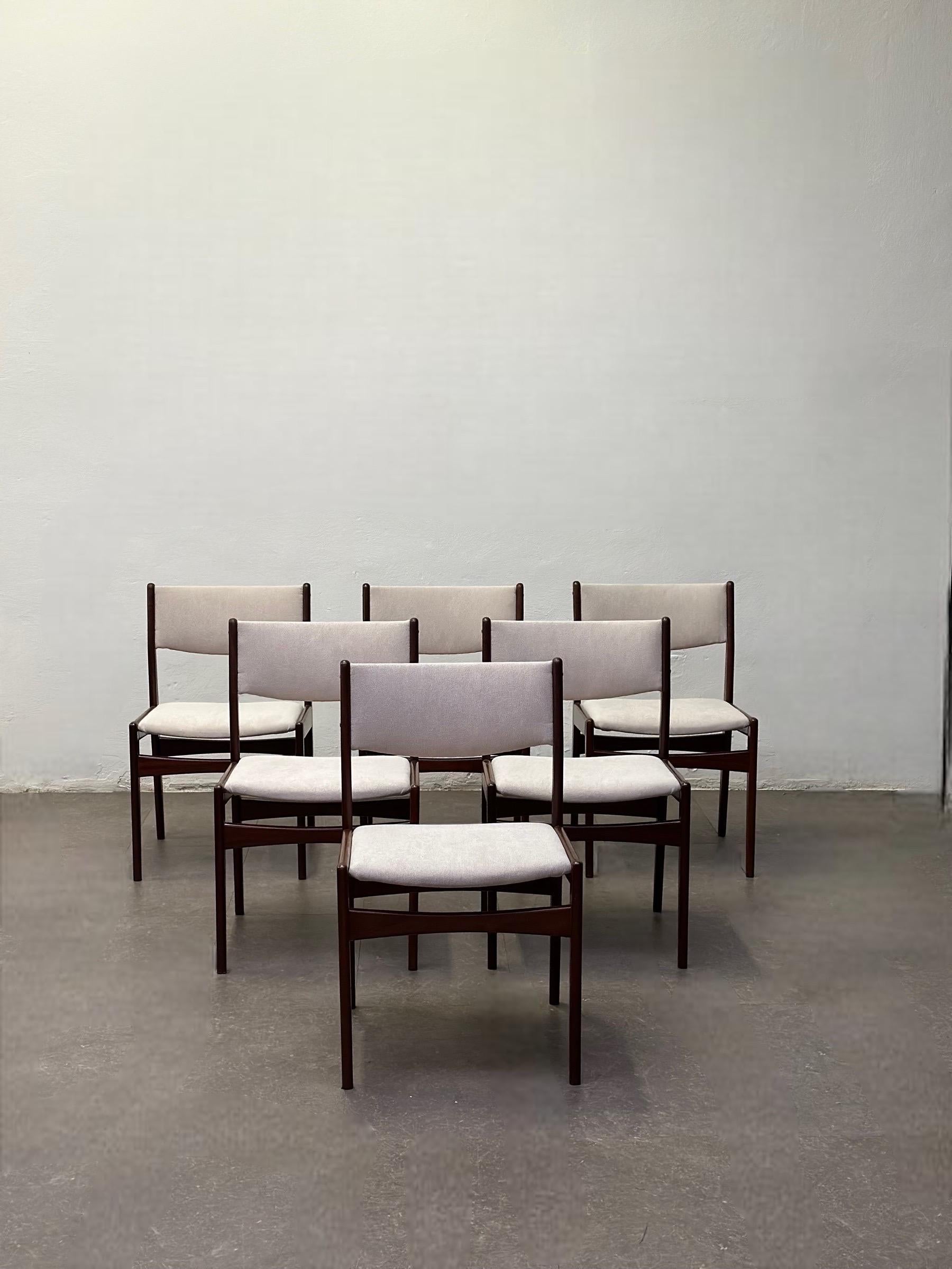 Mid-Century Modern Dining Chairs by Poul Volther for Frem Røjle, Denmark 1960s, Set of Six
