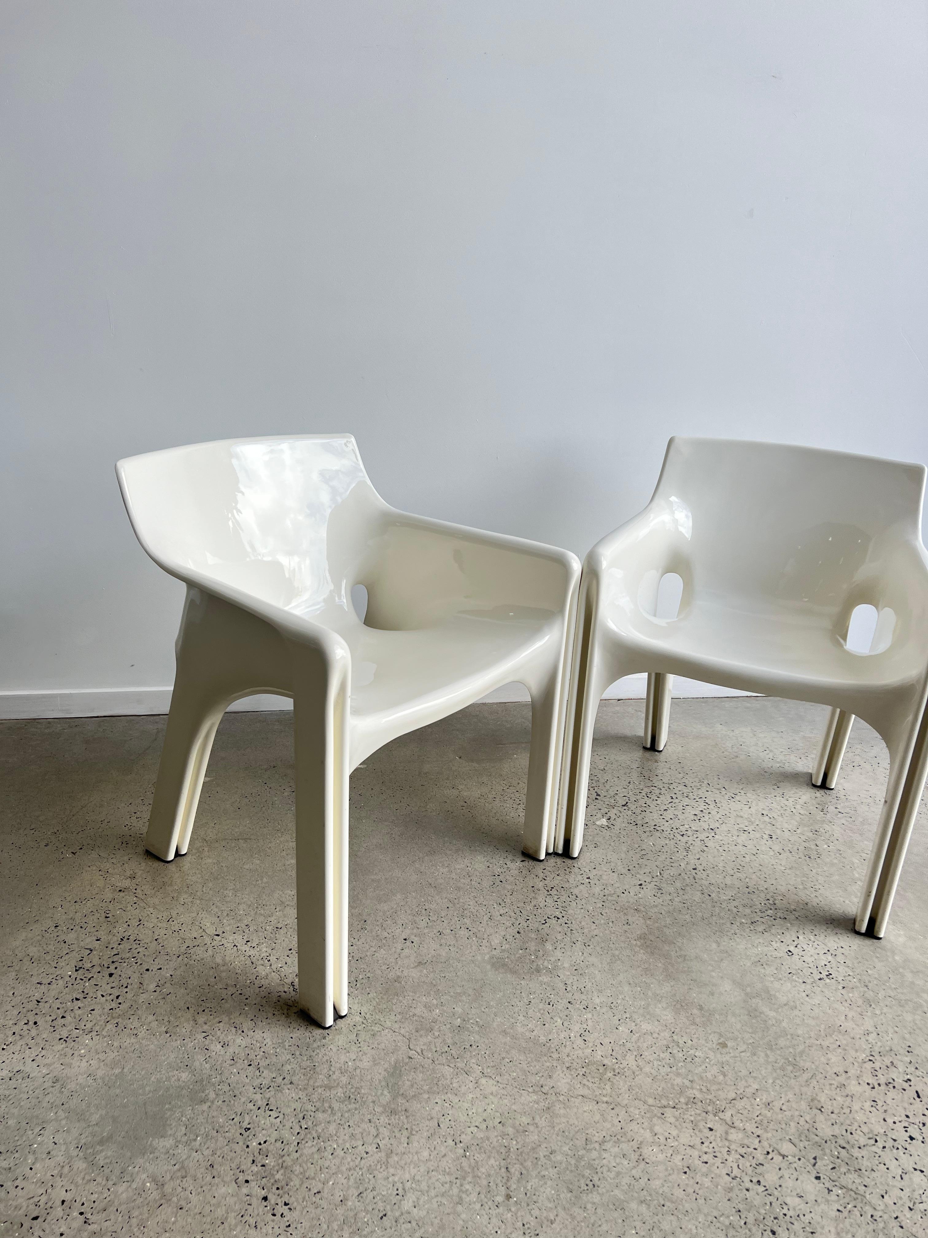 Plastic Dining Chairs by Vico Magistretti for Artemide model Gaudi 1970