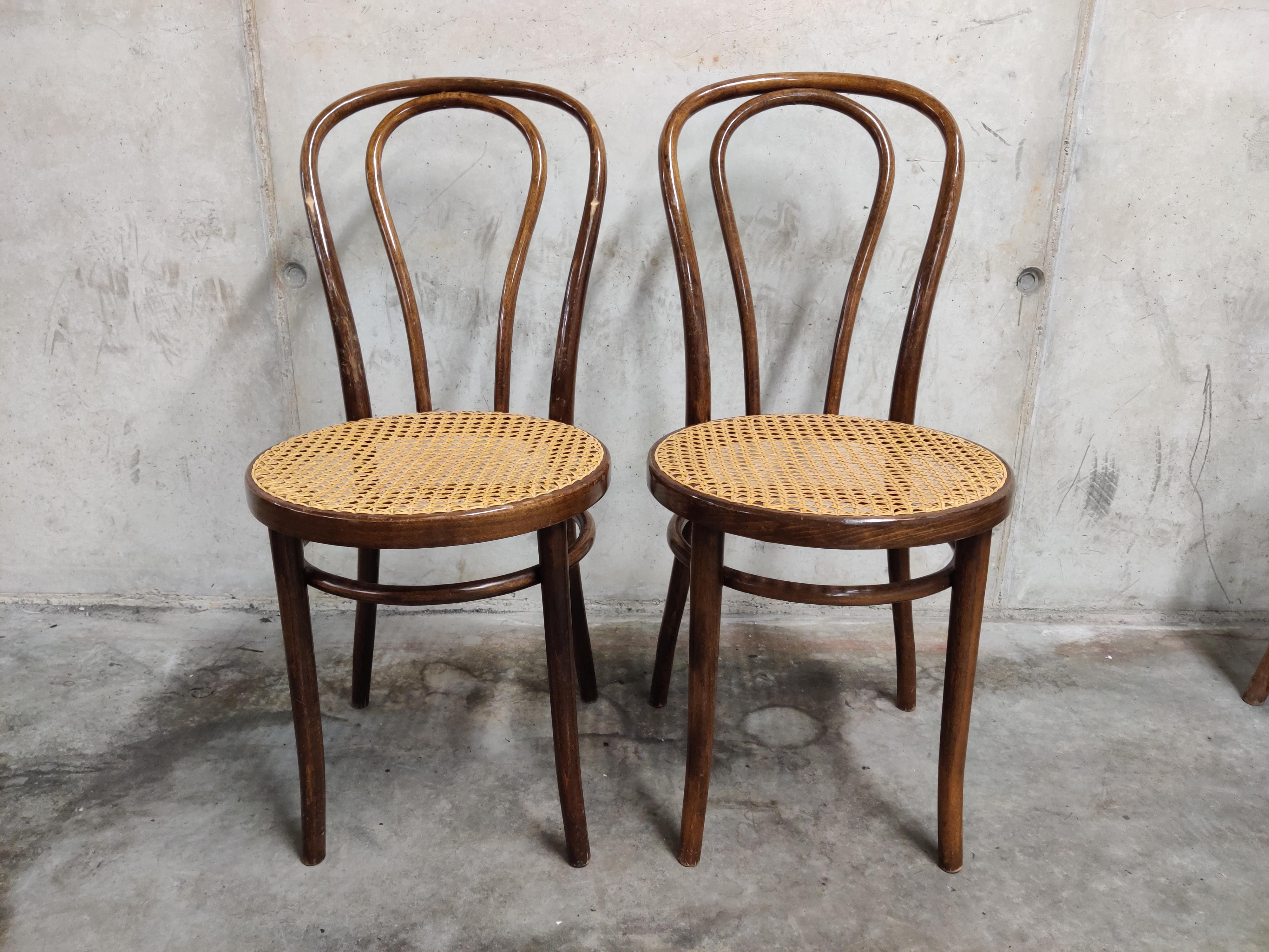 Art Nouveau Dining Chairs by ZPM Radomsko, 1950s, Set of 4