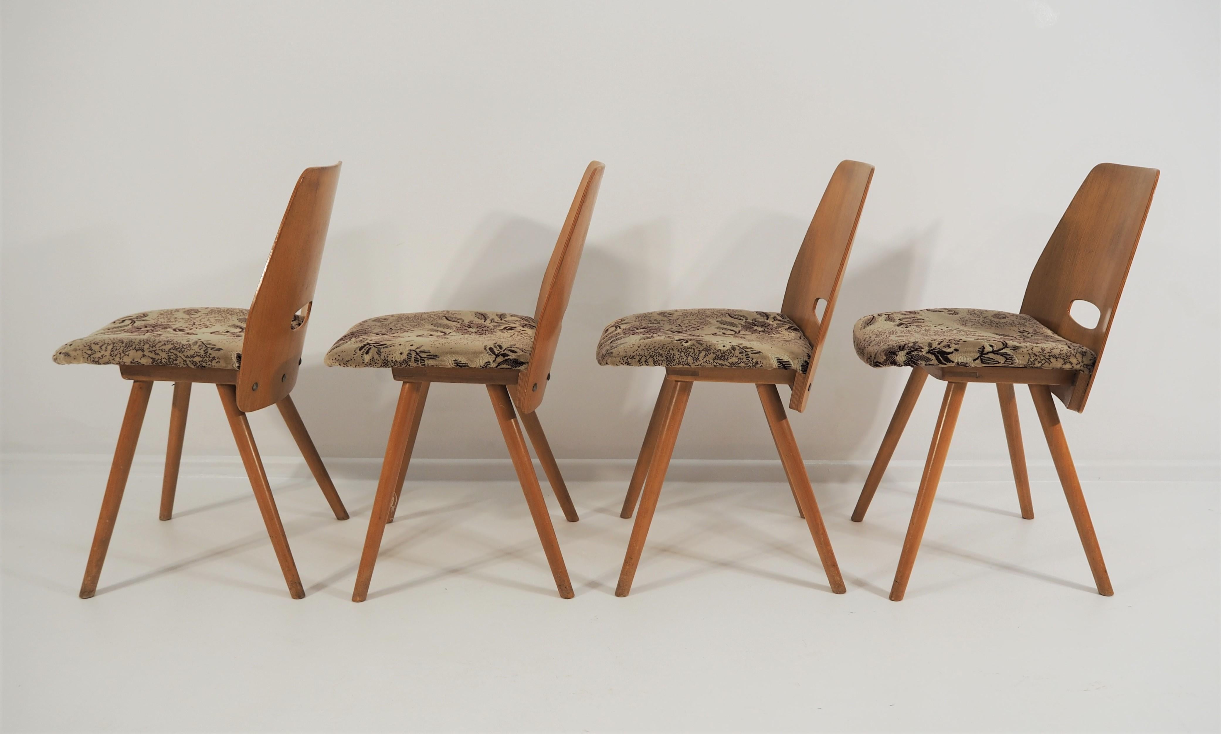 Czech Dining Chairs from Tatra, 1960s, Set of 4 For Sale