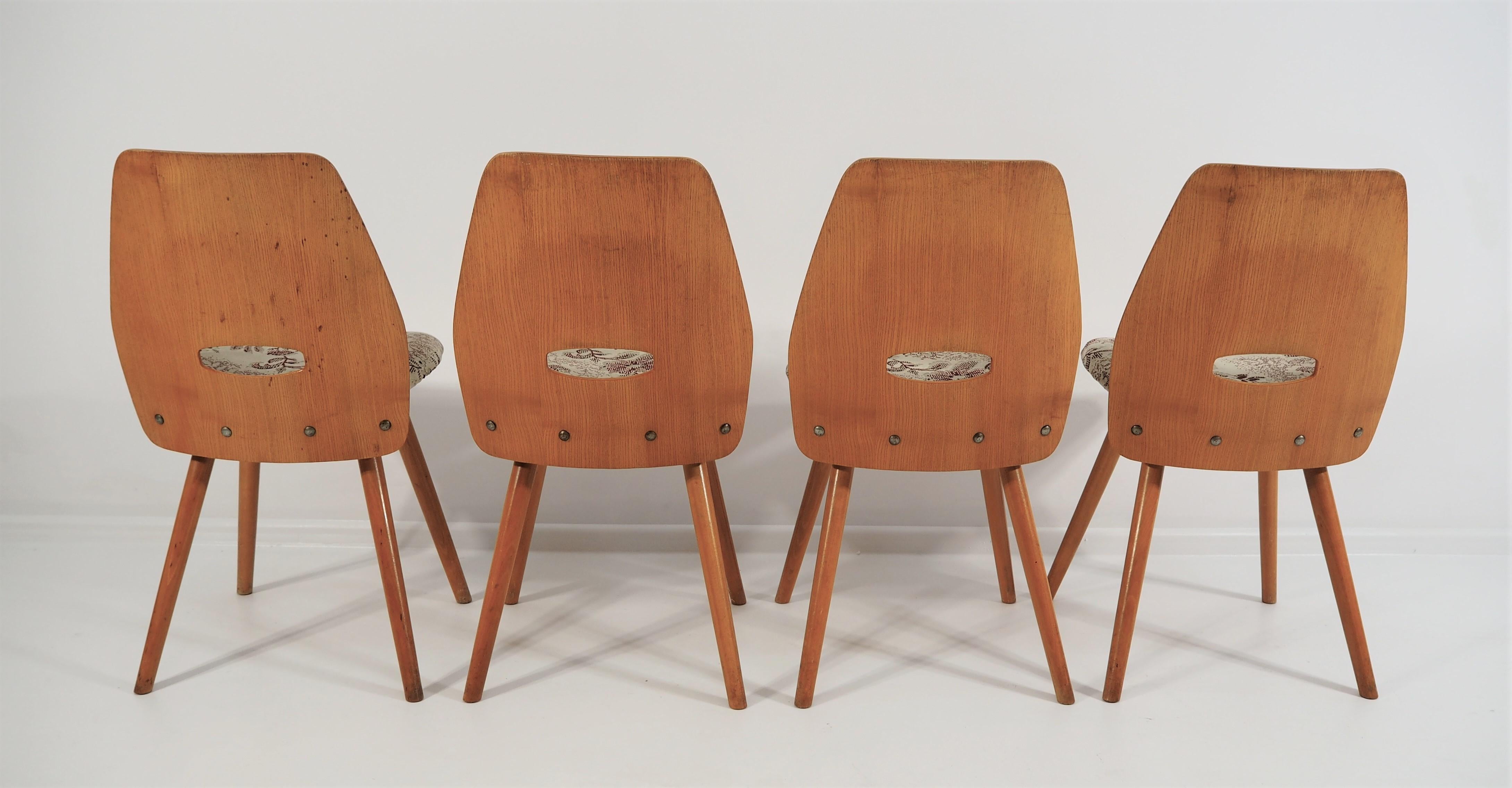 Dining Chairs from Tatra, 1960s, Set of 4 In Good Condition For Sale In Bielsko Biala, slaskie