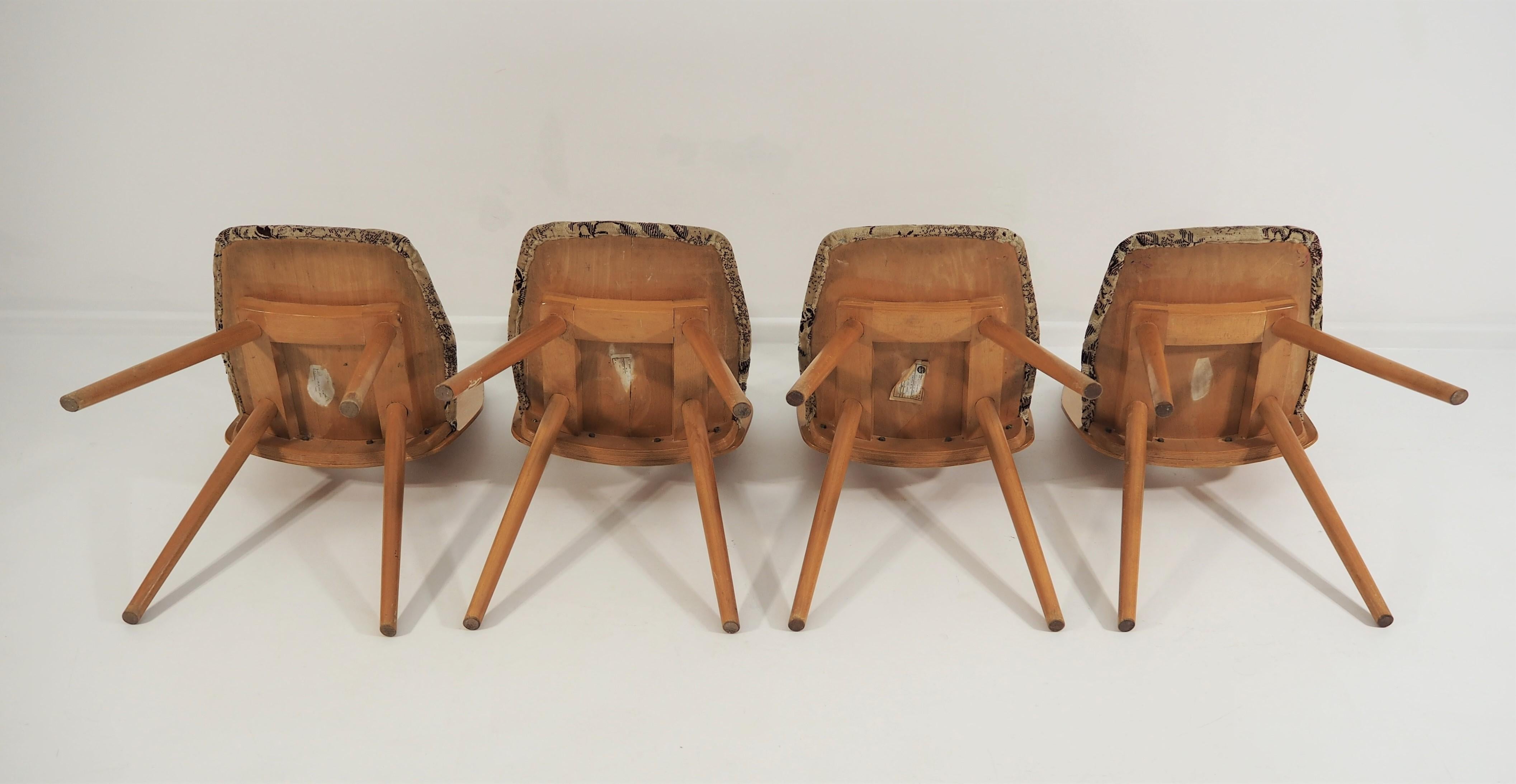 Dining Chairs from Tatra, 1960s, Set of 4 For Sale 1