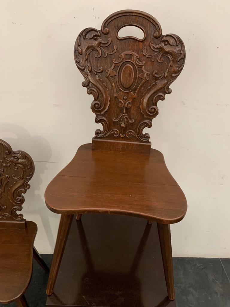 Châtaignier Chaises de salle à manger de l'UDC, années 1950, lot de 2 en vente