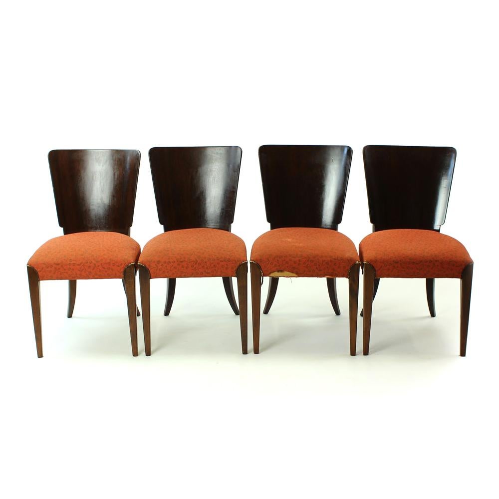 Dining Chairs H-214 by Jindrich Halabala, Set of Four, Czechoslovakia, 1930s For Sale 1