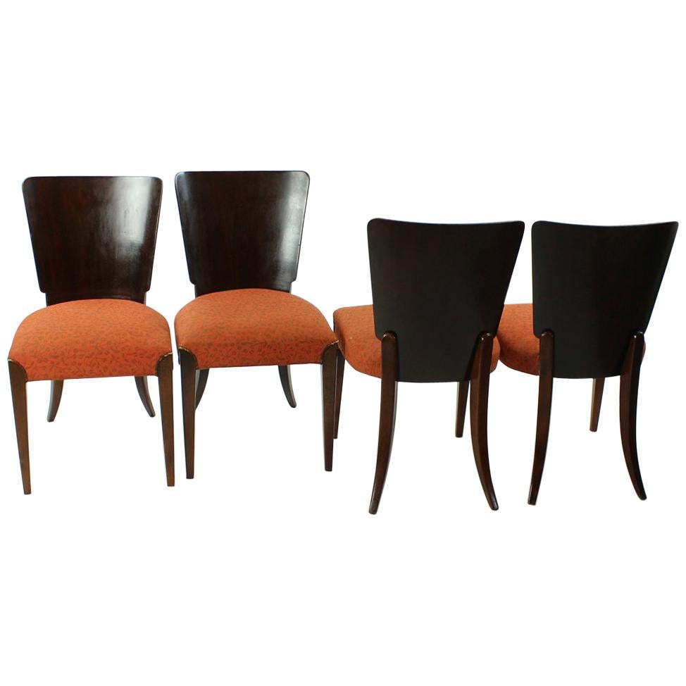 Dining Chairs H-214 by Jindrich Halabala, Set of Four, Czechoslovakia, 1930s For Sale