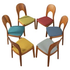 Chaises de salle à manger Hornslet Nils Koefoed en teck multicolore des années 1960