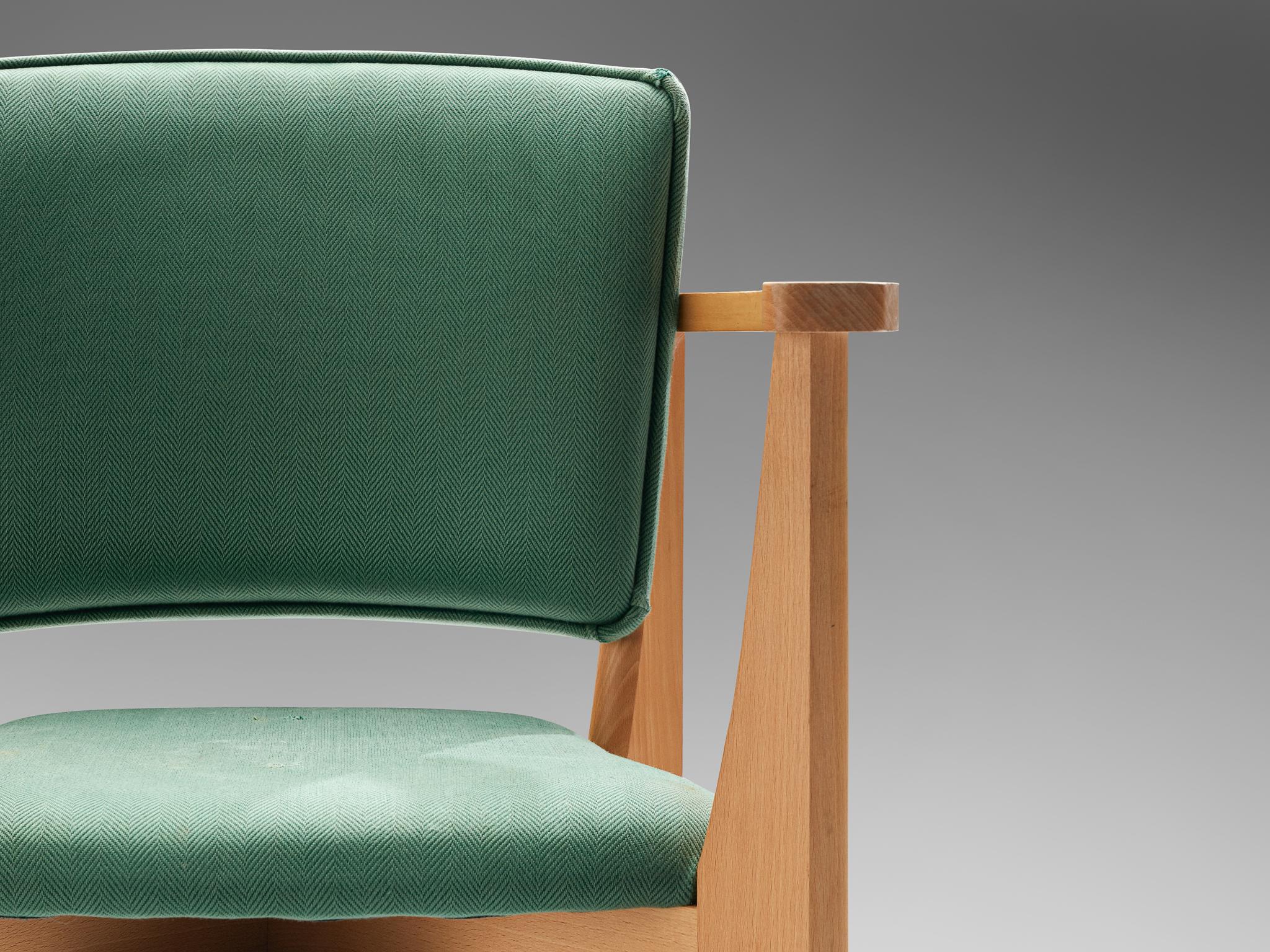 Dining Chairs in Wood and Green Upholstery 1