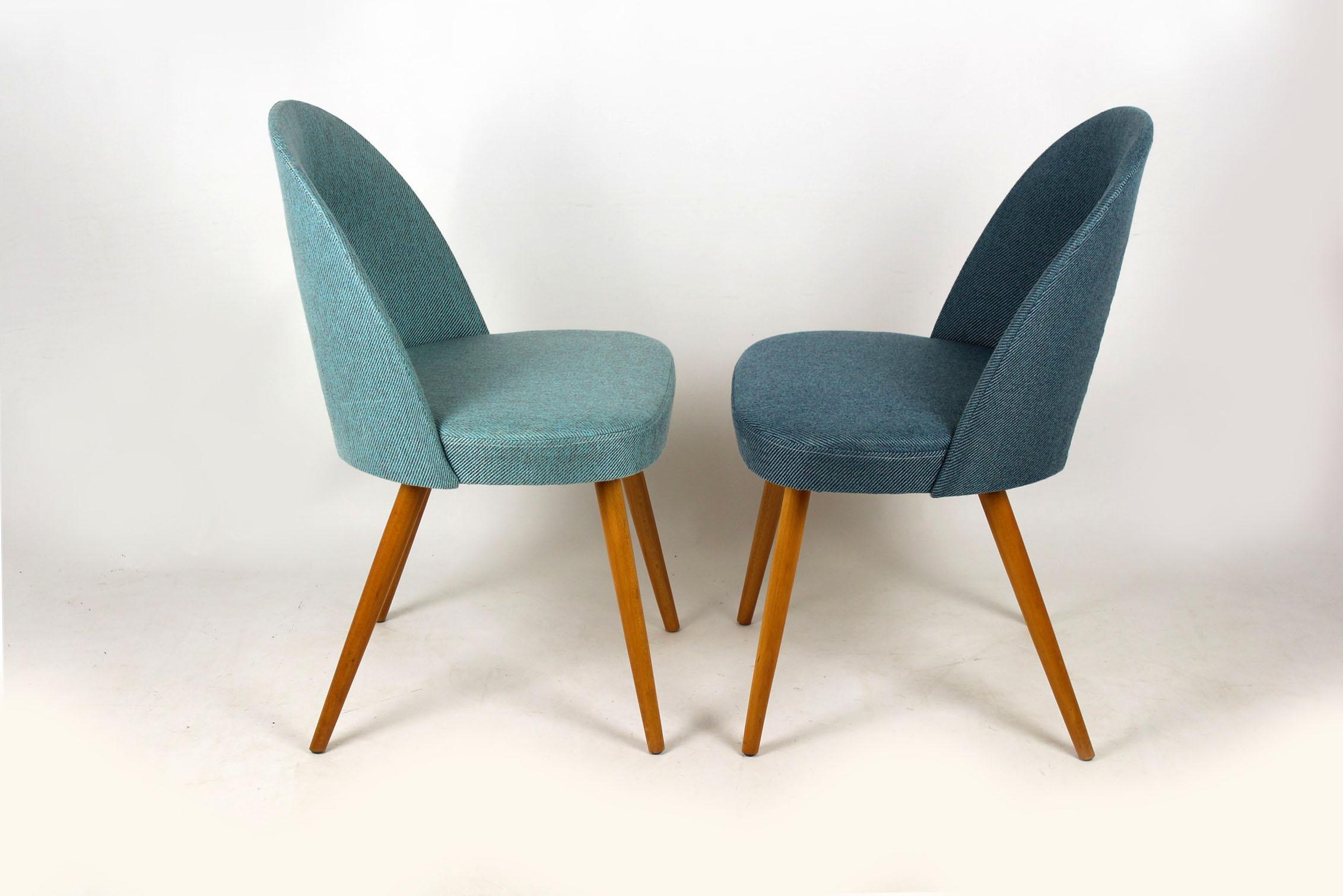 Czech Dining Chairs in Blue and Turquoise by Antonin Suman, 1960s, Set of Two