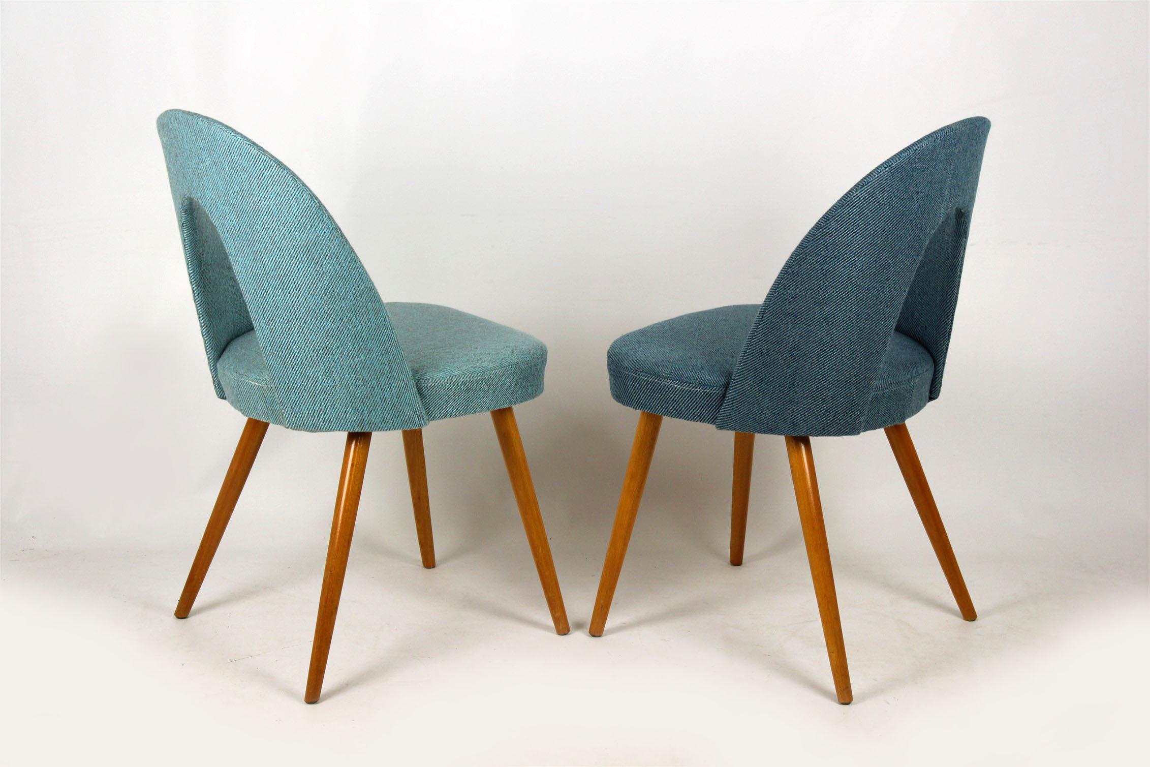 Dining Chairs in Blue and Turquoise by Antonin Suman, 1960s, Set of Two In Good Condition In Żory, PL