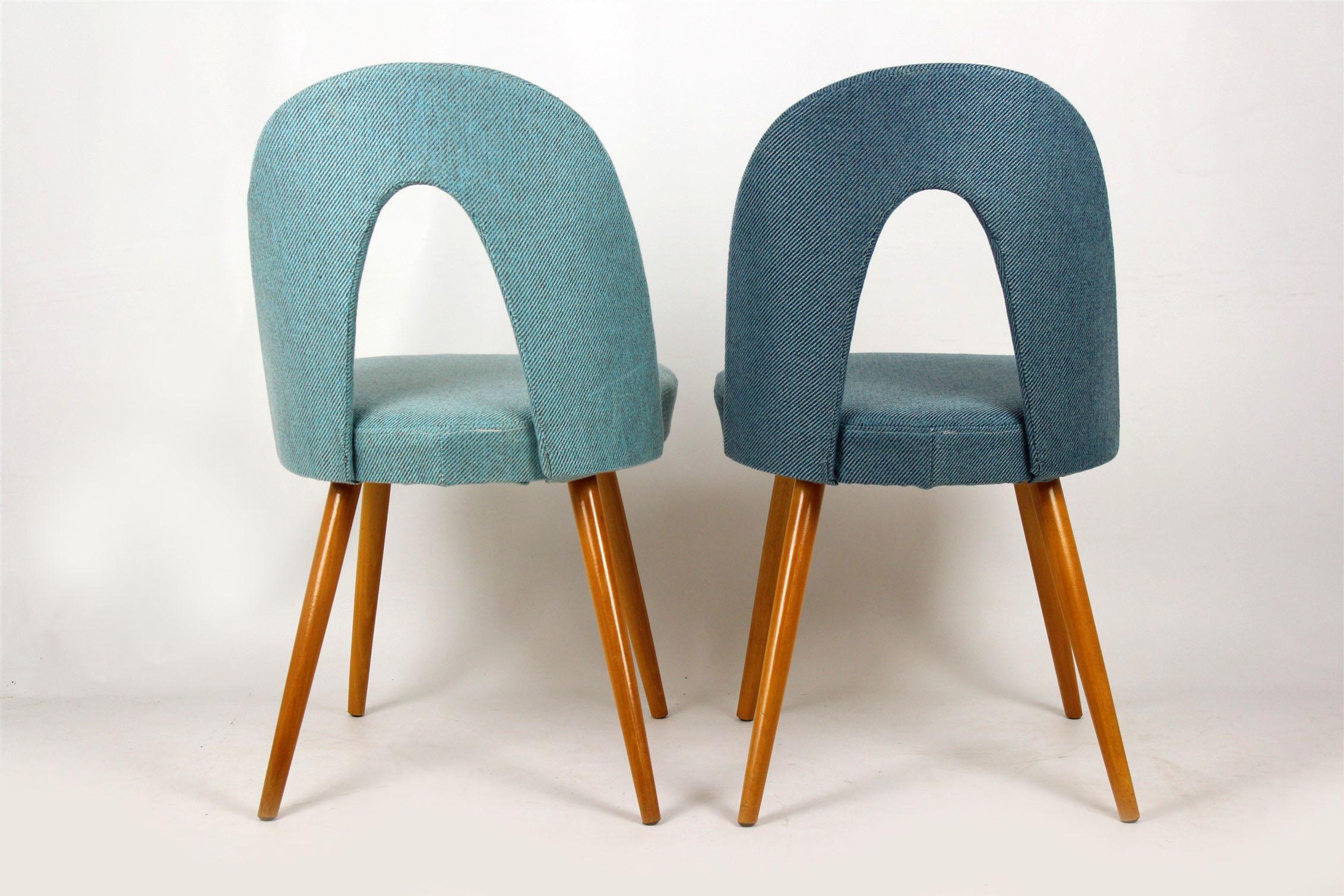 Upholstery Dining Chairs in Blue and Turquoise by Antonin Suman, 1960s, Set of Two