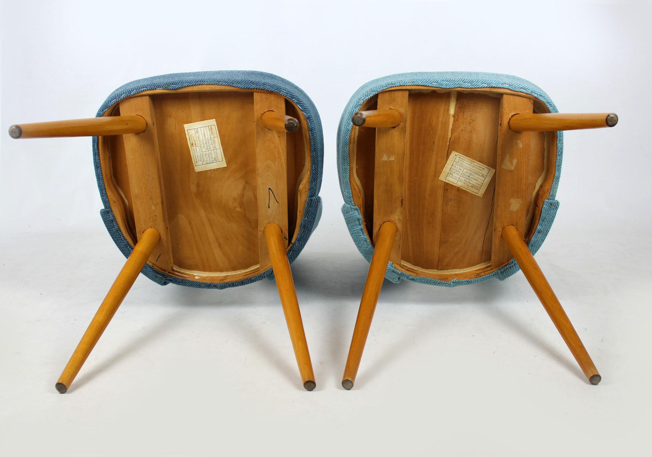 Dining Chairs in Blue and Turquoise by Antonin Suman, 1960s, Set of Two 1