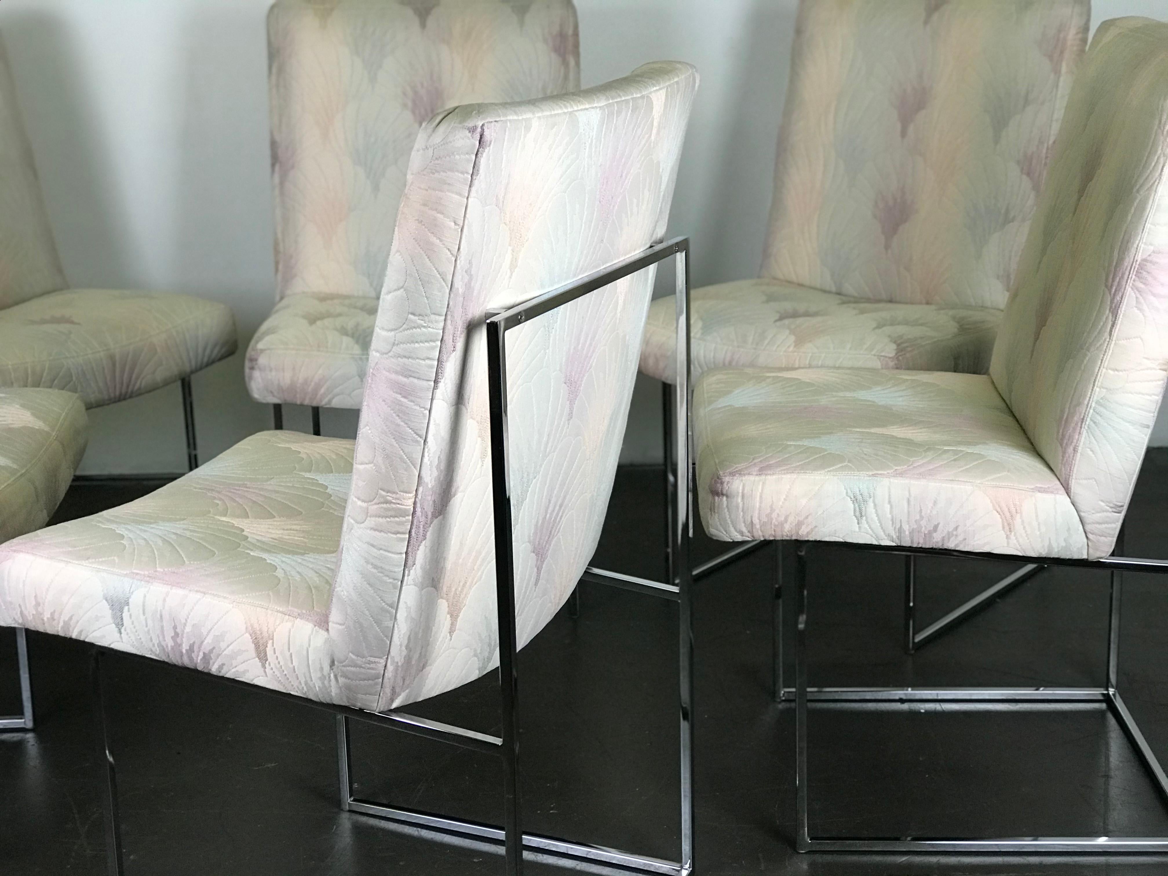 Six Mid Century Modern Milo Baughman Dining Chairs for Thayer Coggin in Chrome   4