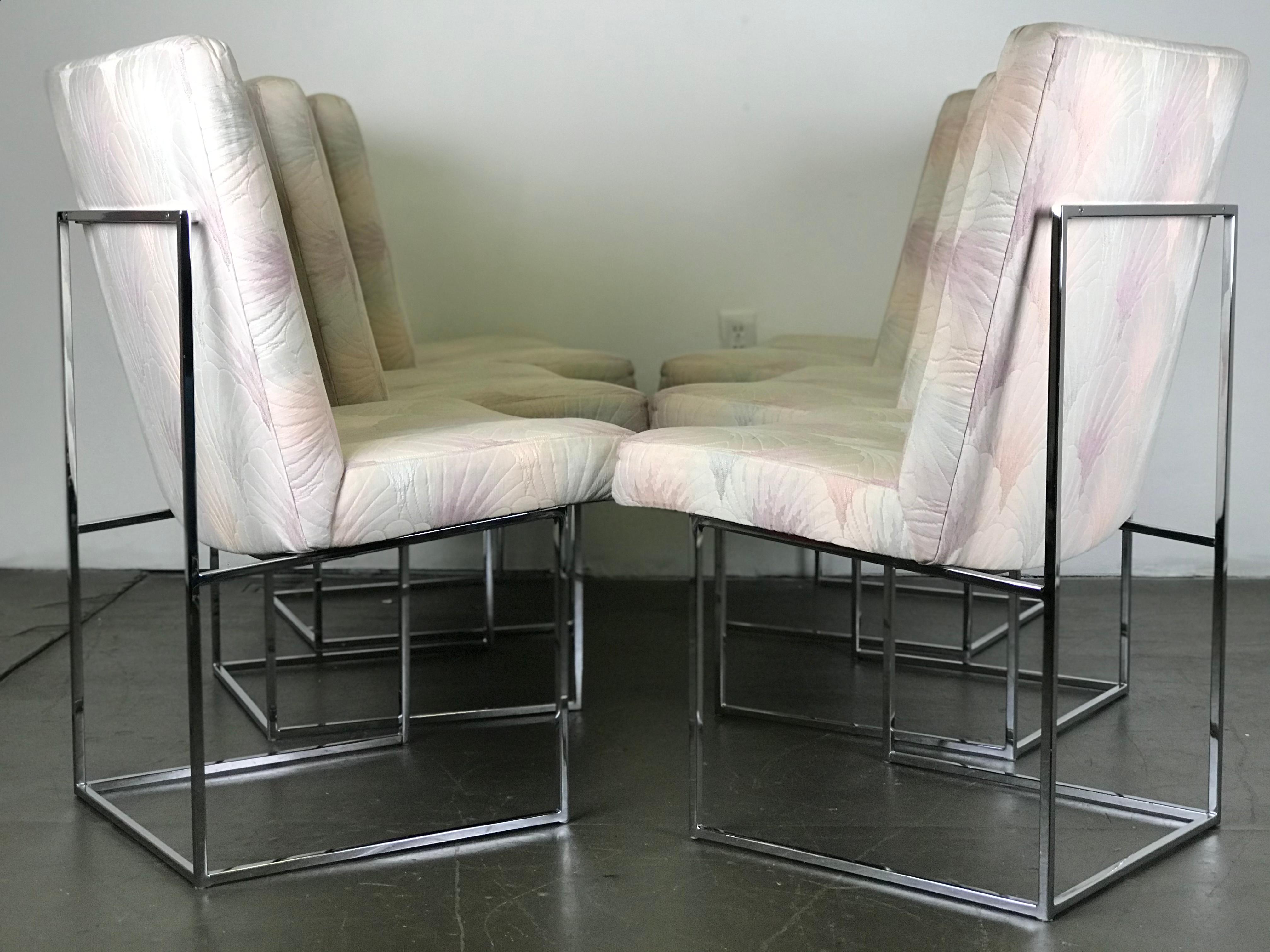 Six Mid Century Modern Milo Baughman Dining Chairs for Thayer Coggin in Chrome   5