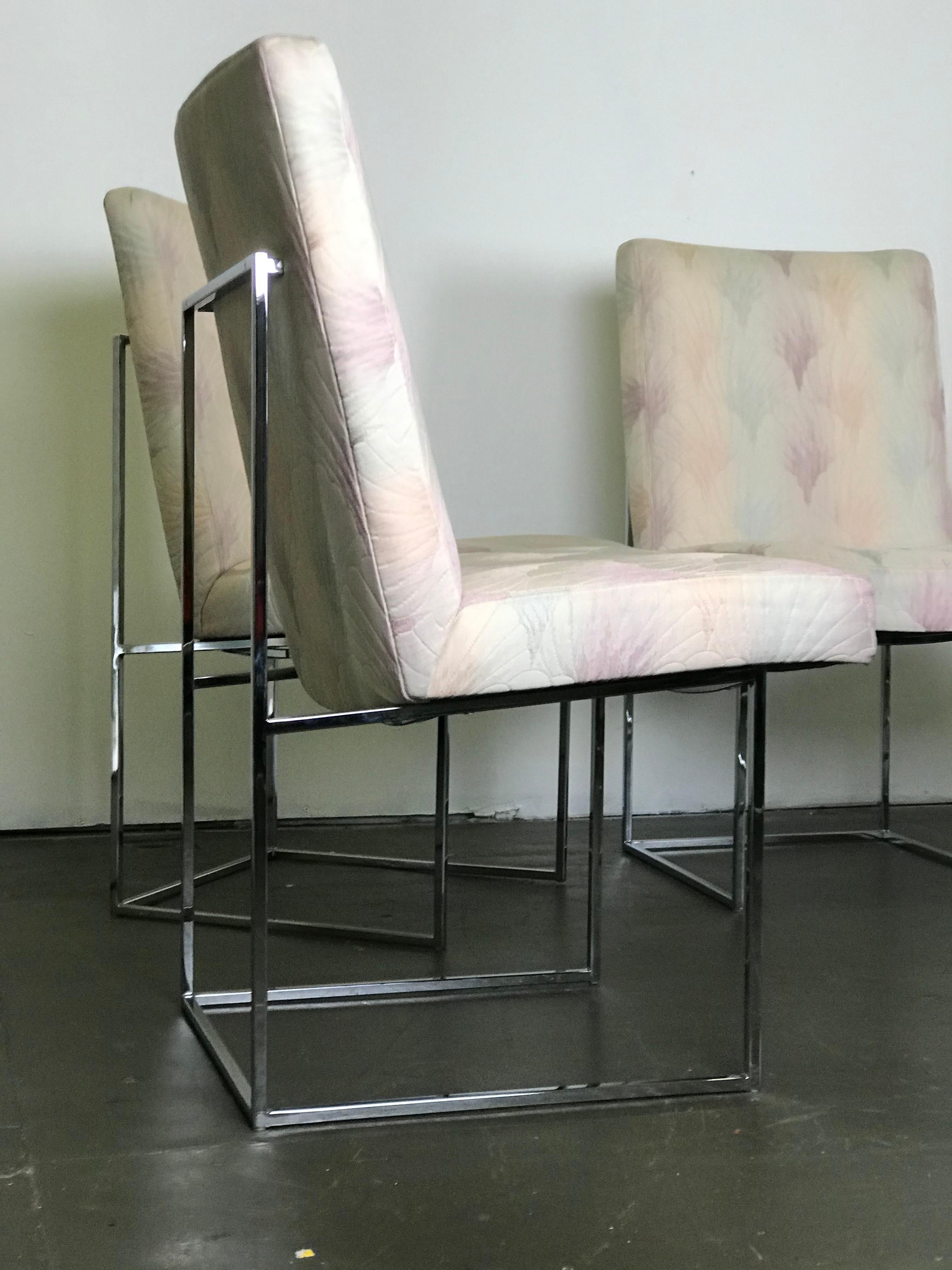 milo baughman chrome dining chairs