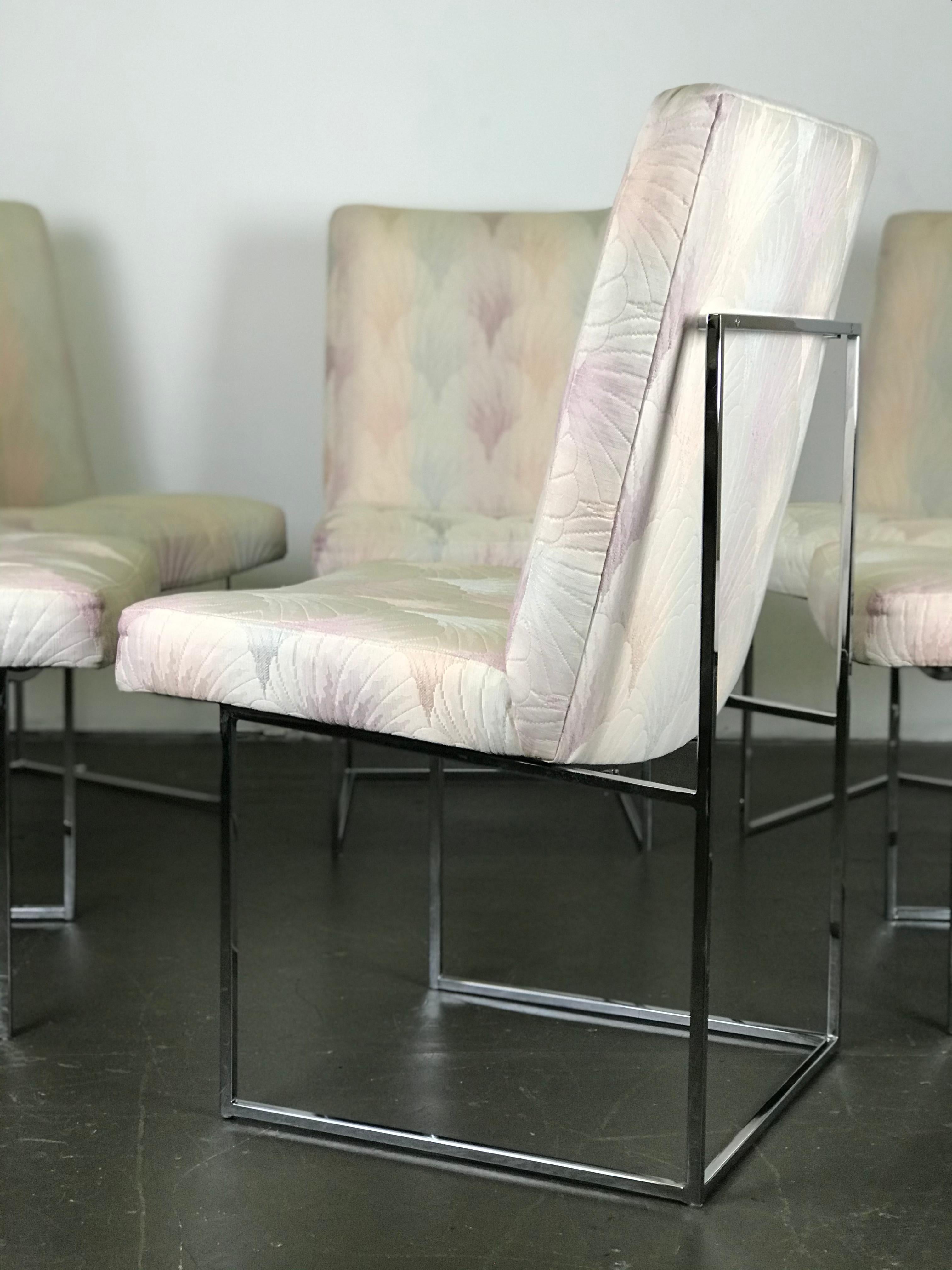 Mid-Century Modern Six Mid Century Modern Milo Baughman Dining Chairs for Thayer Coggin in Chrome  