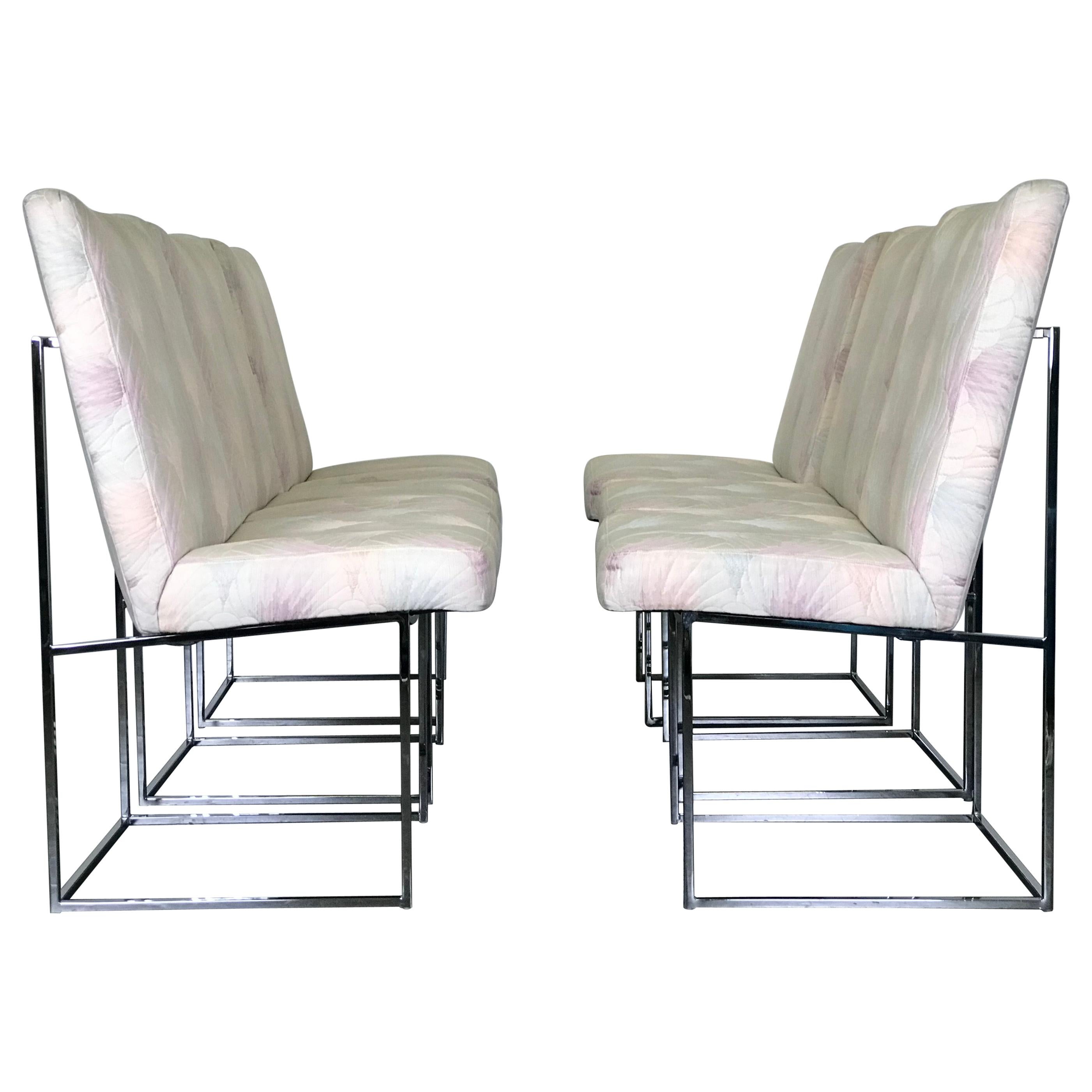 Six Mid Century Modern Milo Baughman Dining Chairs for Thayer Coggin in Chrome  