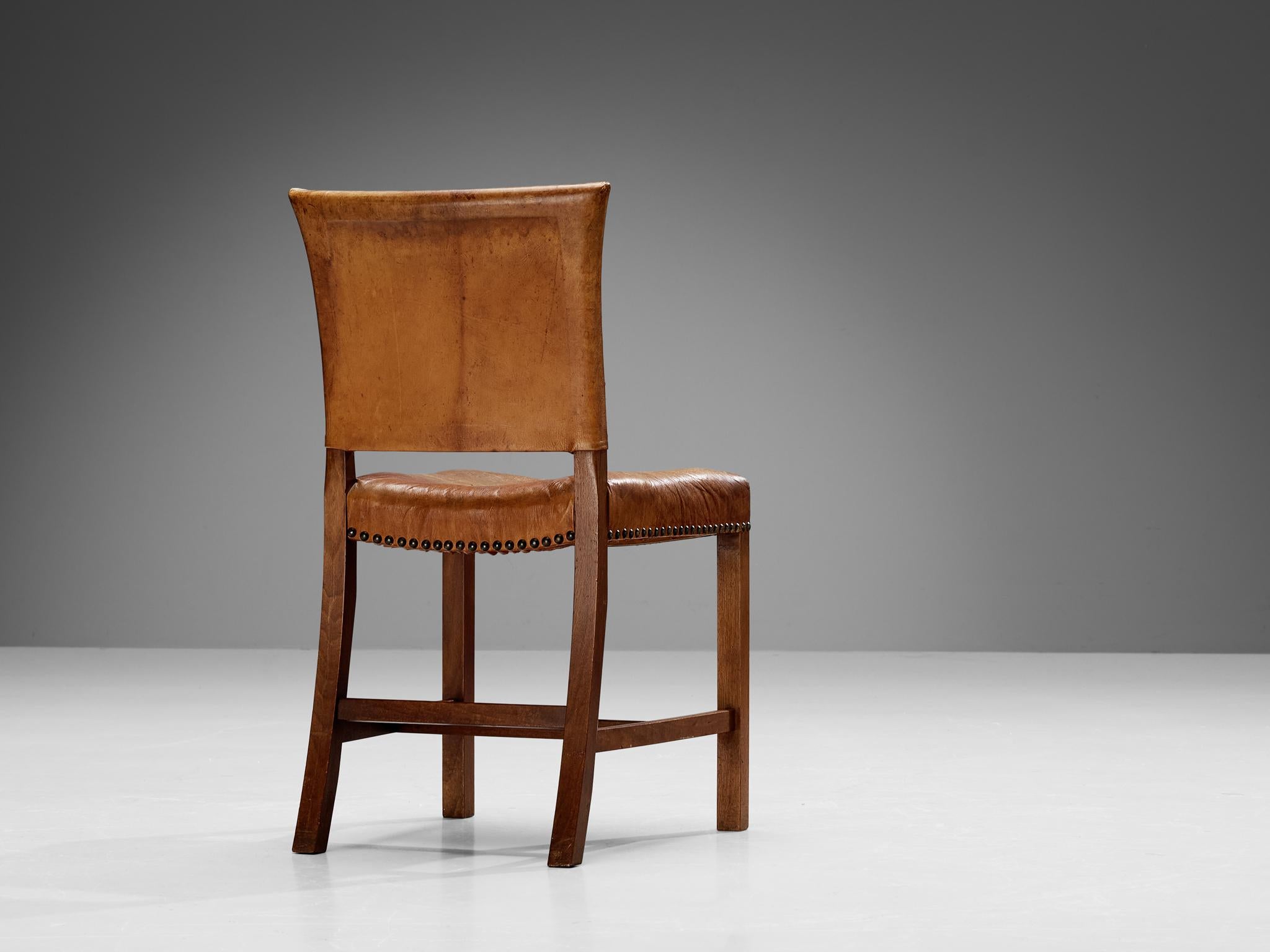Dining Chairs in Niger Leather and Mahogany by Danish Cabinetmaker  In Good Condition For Sale In Waalwijk, NL