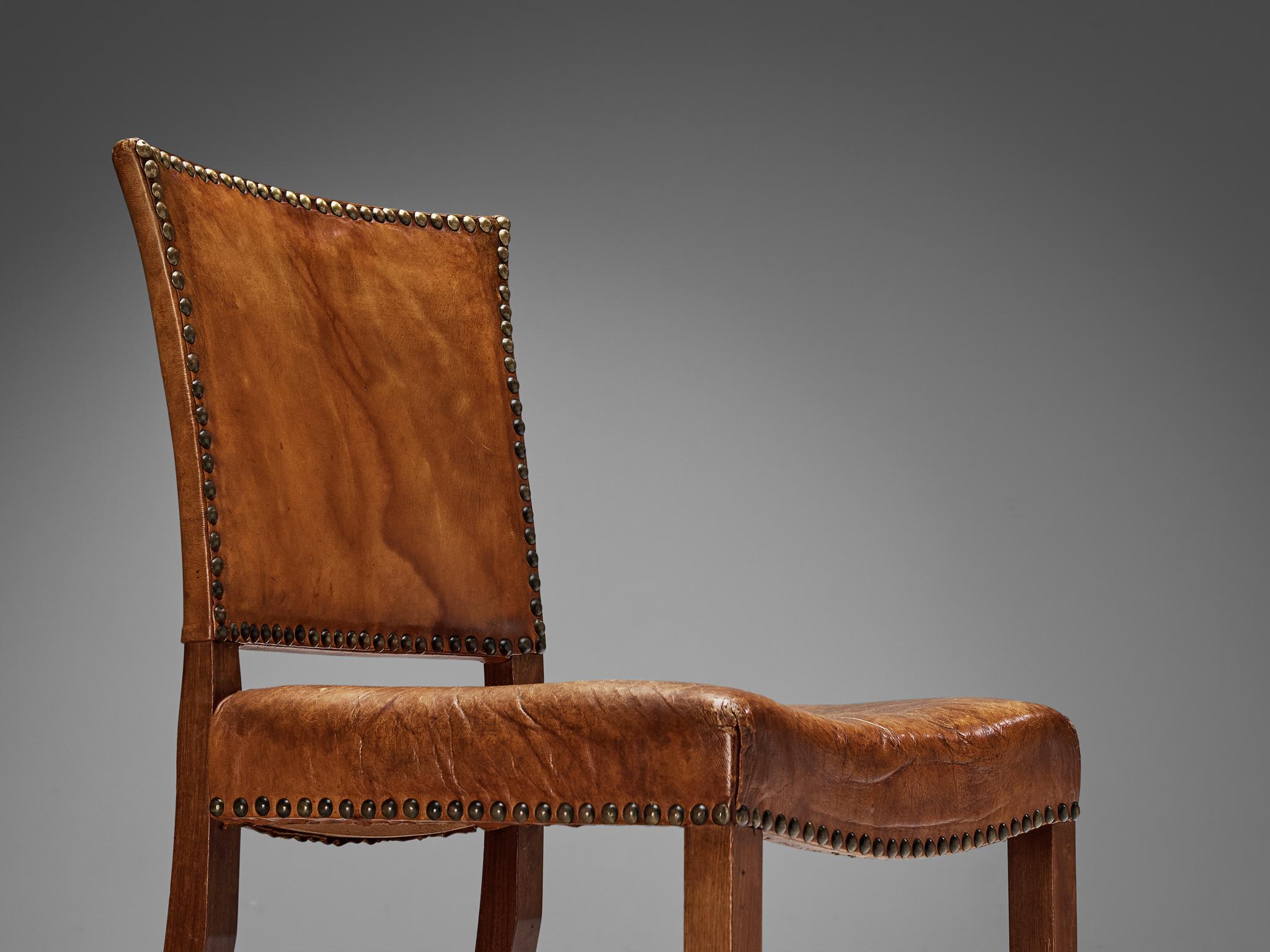 Early 20th Century Dining Chairs in Niger Leather and Mahogany by Danish Cabinetmaker  For Sale
