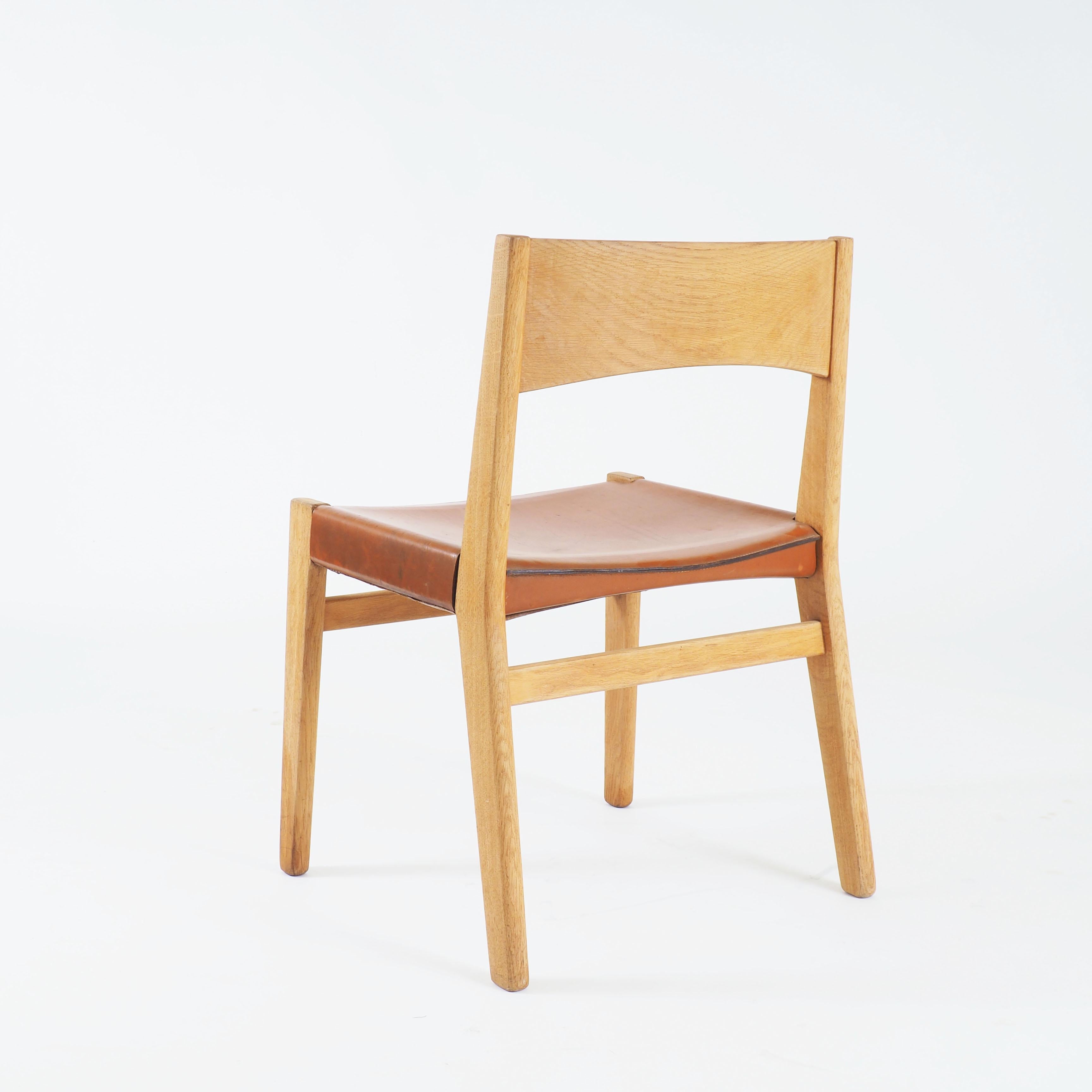 Dining Chairs in Oak and Leather by John Vedel-Rieper, Denmark for Källemo In Good Condition In Goteborg, SE
