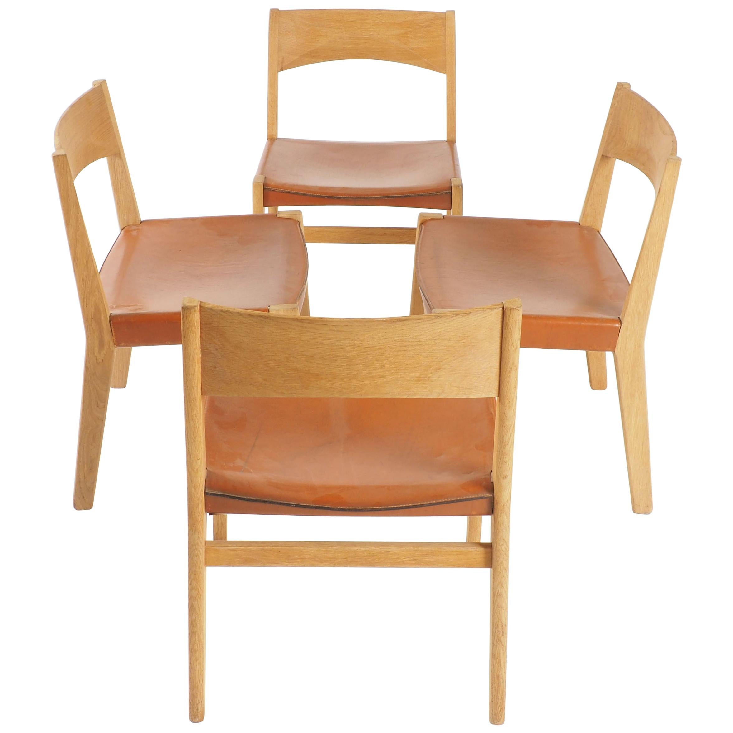 Dining Chairs in Oak and Leather by John Vedel-Rieper, Denmark for Källemo