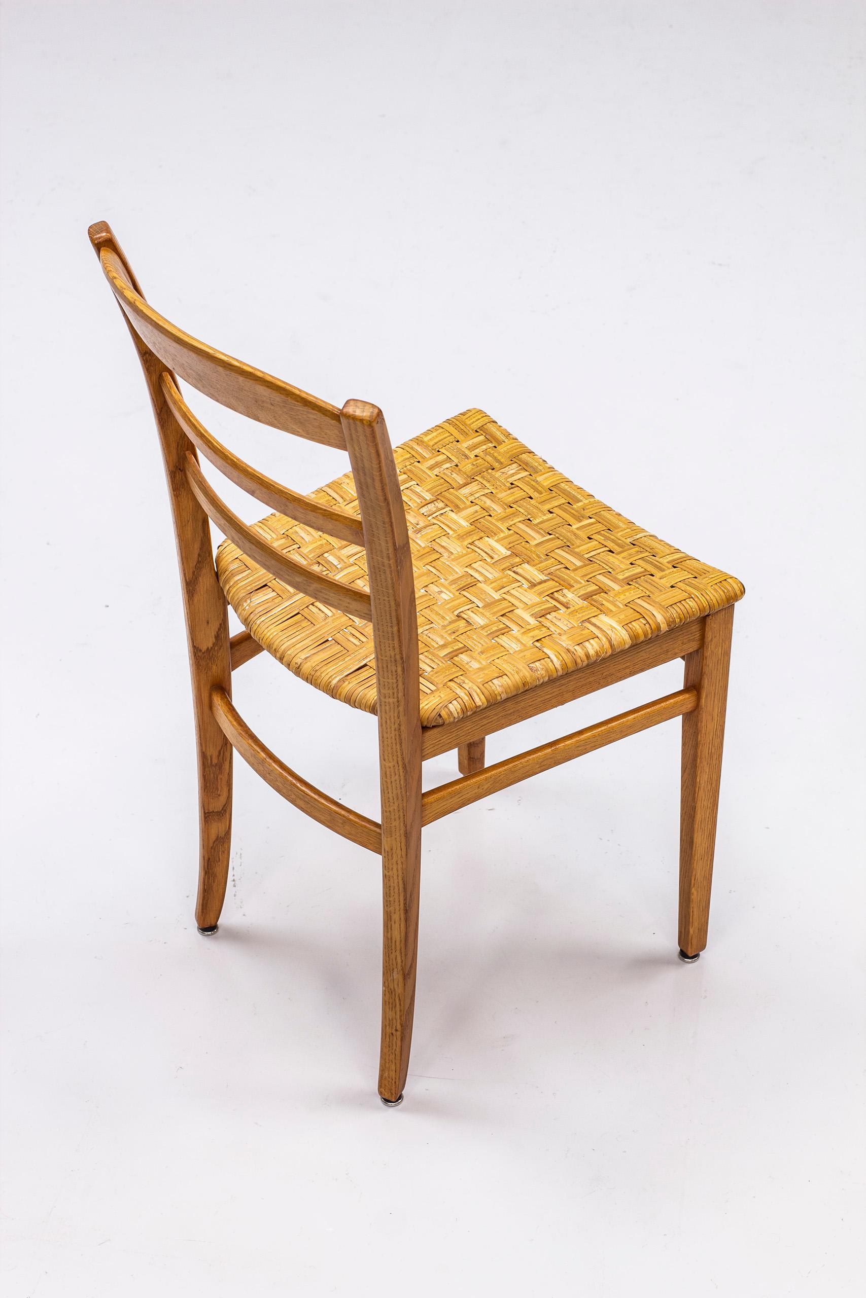 Dining Chairs in Oak and Rattan/Cane by Carl Malmsten, Sweden, 1950s 1