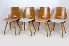Dining Chairs in Pastel Fabric by Frantisek Jirak for Tatra, 1960s, Set of Four