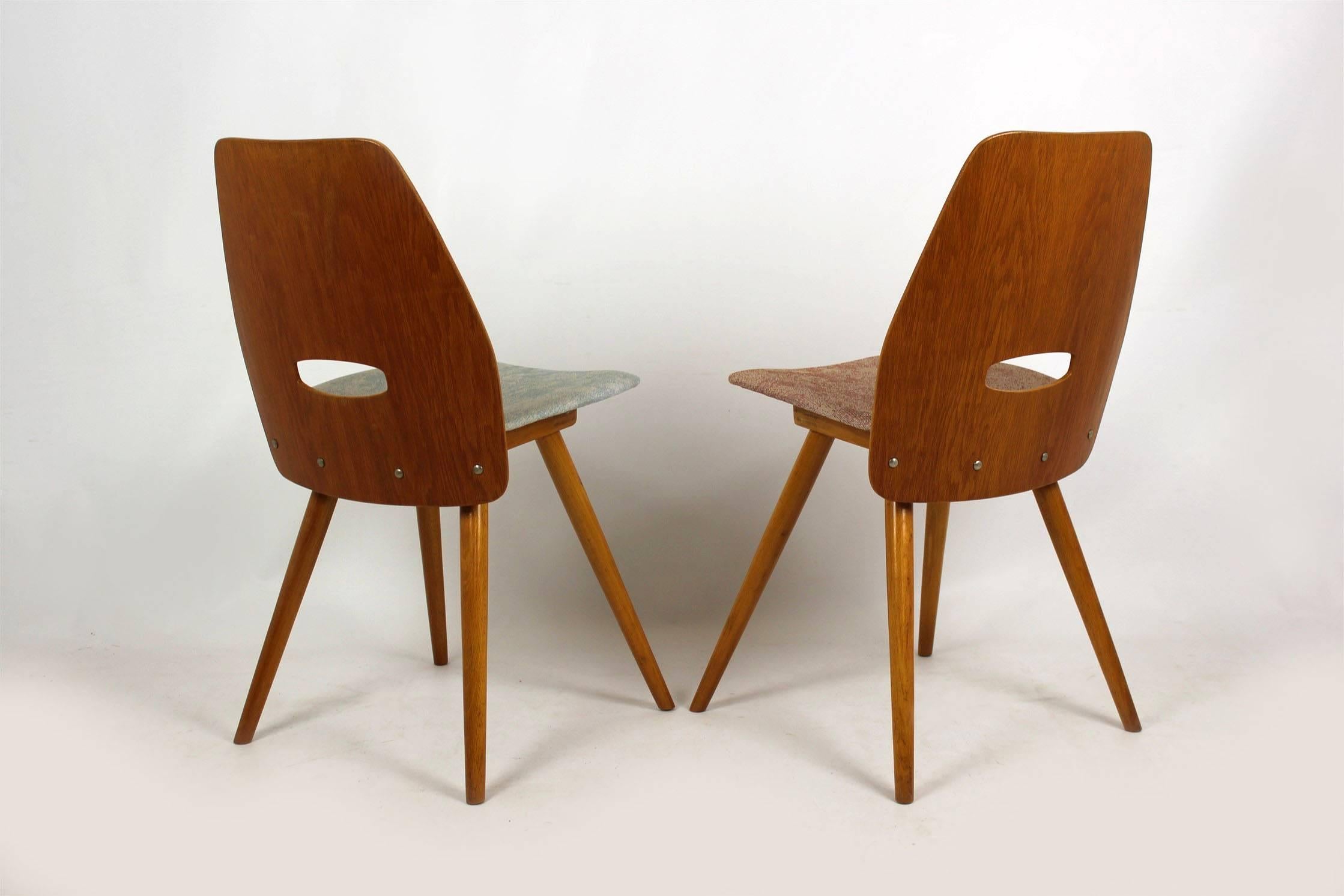 Dining Chairs in Pastel Fabric by Frantisek Jirak for Tatra, 1960s, Set of Four 2