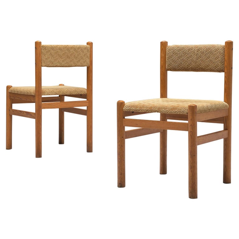 Dining Chairs by TON in Pine and Beige Upholstery For Sale at 1stDibs