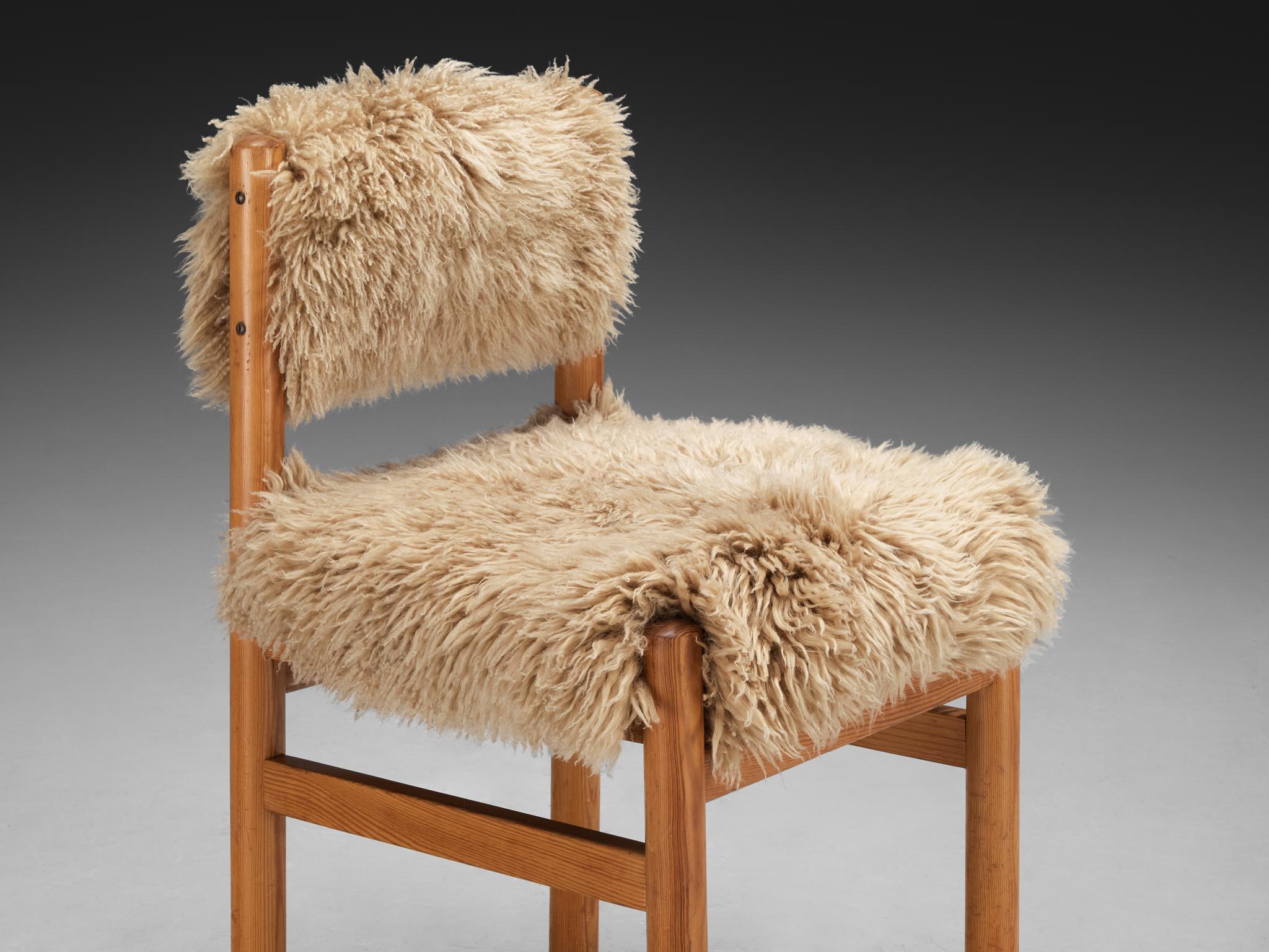 Dining Chairs in Pine and Sheepskin 5