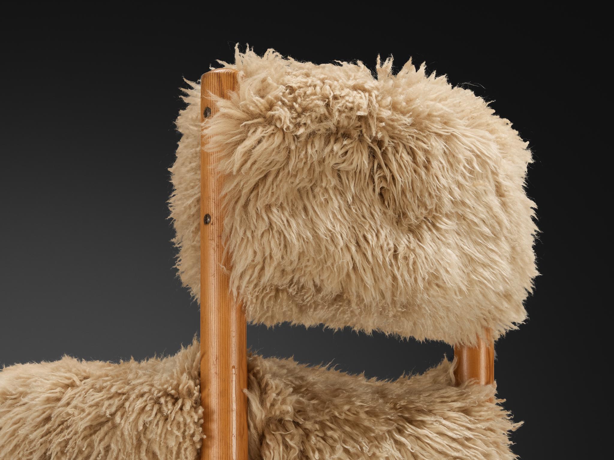 Dining Chairs in Pine and Sheepskin 2
