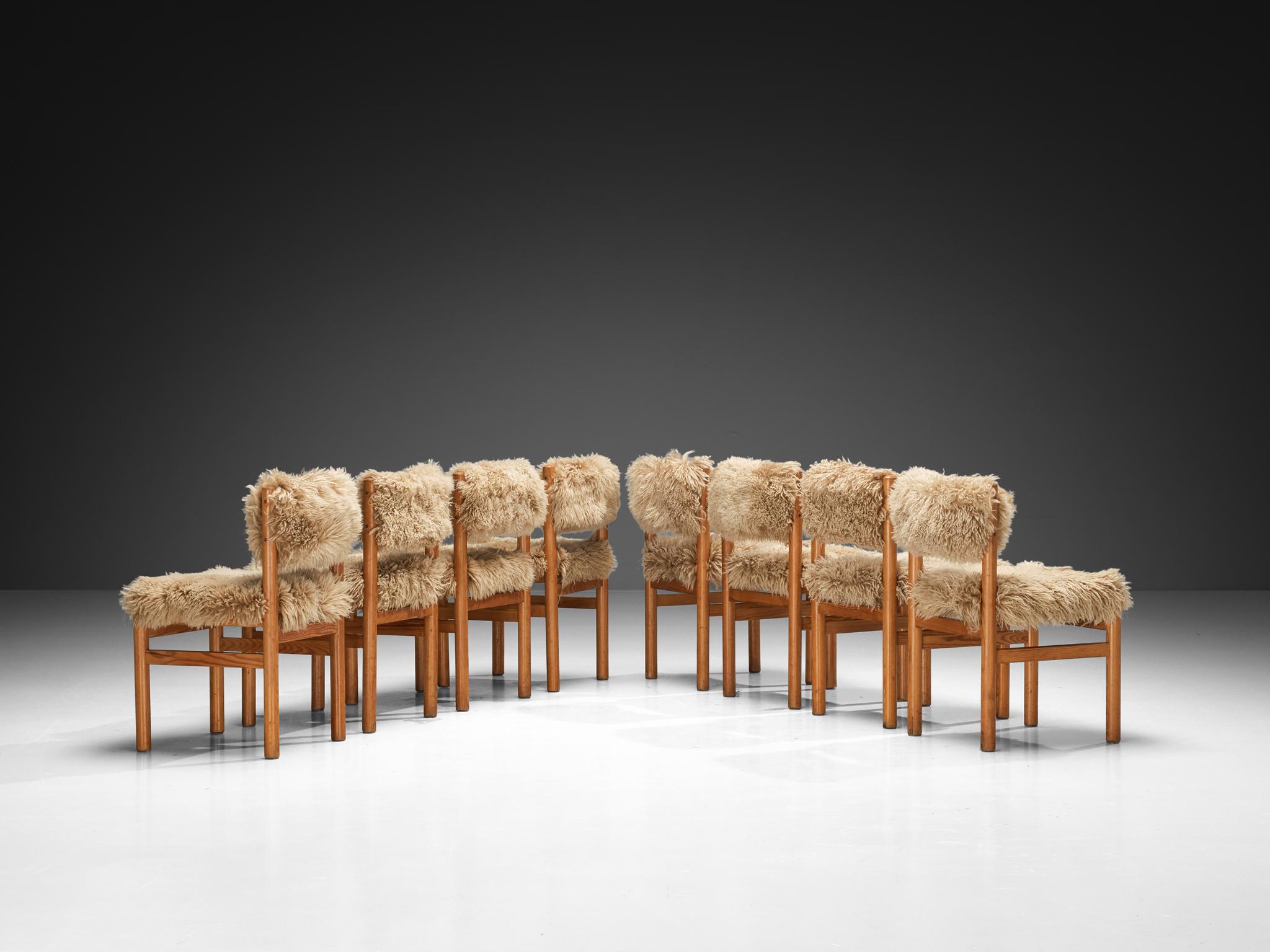 Dining Chairs in Pine and Sheepskin 3