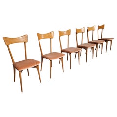 Dining Chairs in pink velvet by Ico Parisi for Ariberto Colombo, 1950s, Set of 6