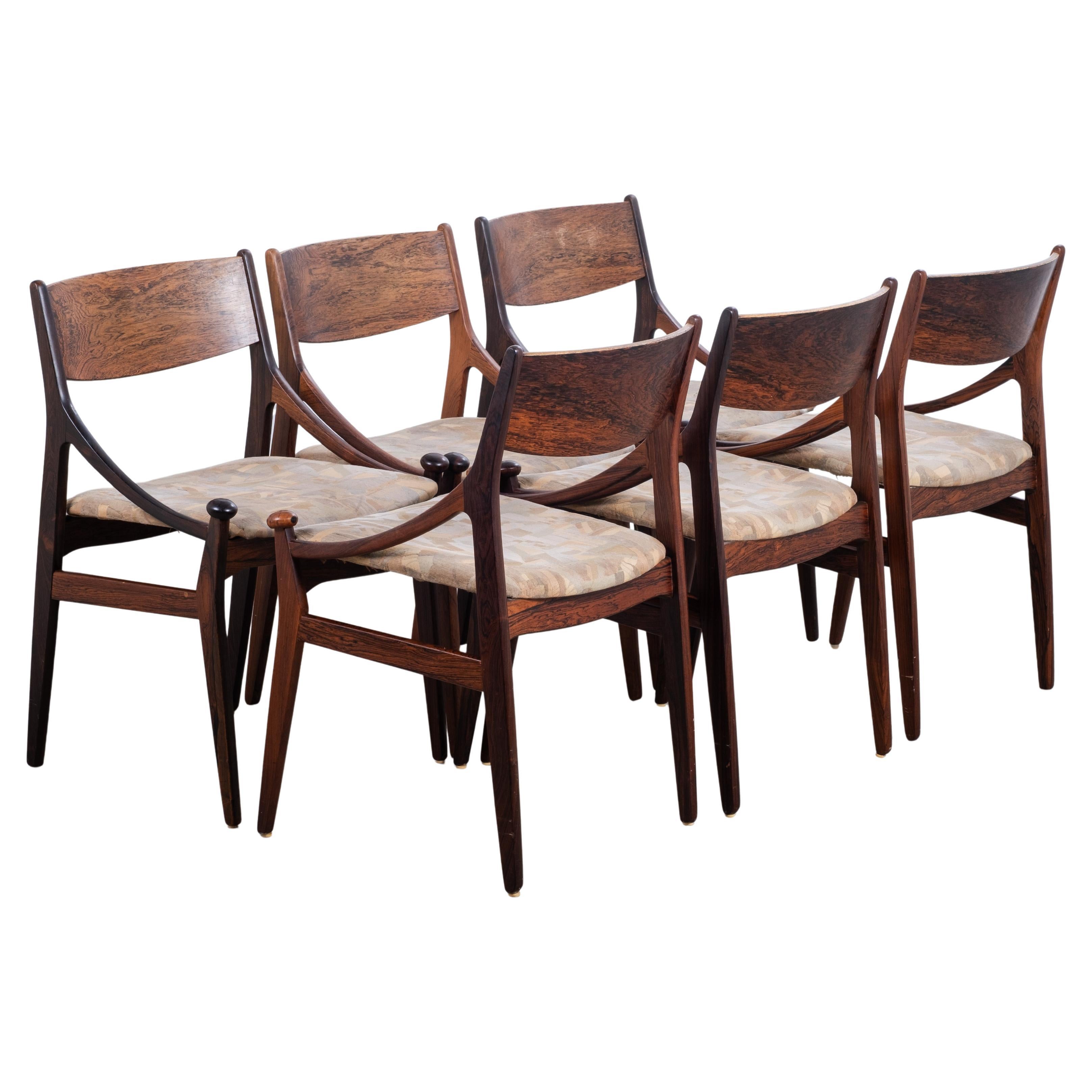Dining Chairs in Rosewood by Vestervig Erikson for Brdr. Tromborg, 1960s For Sale