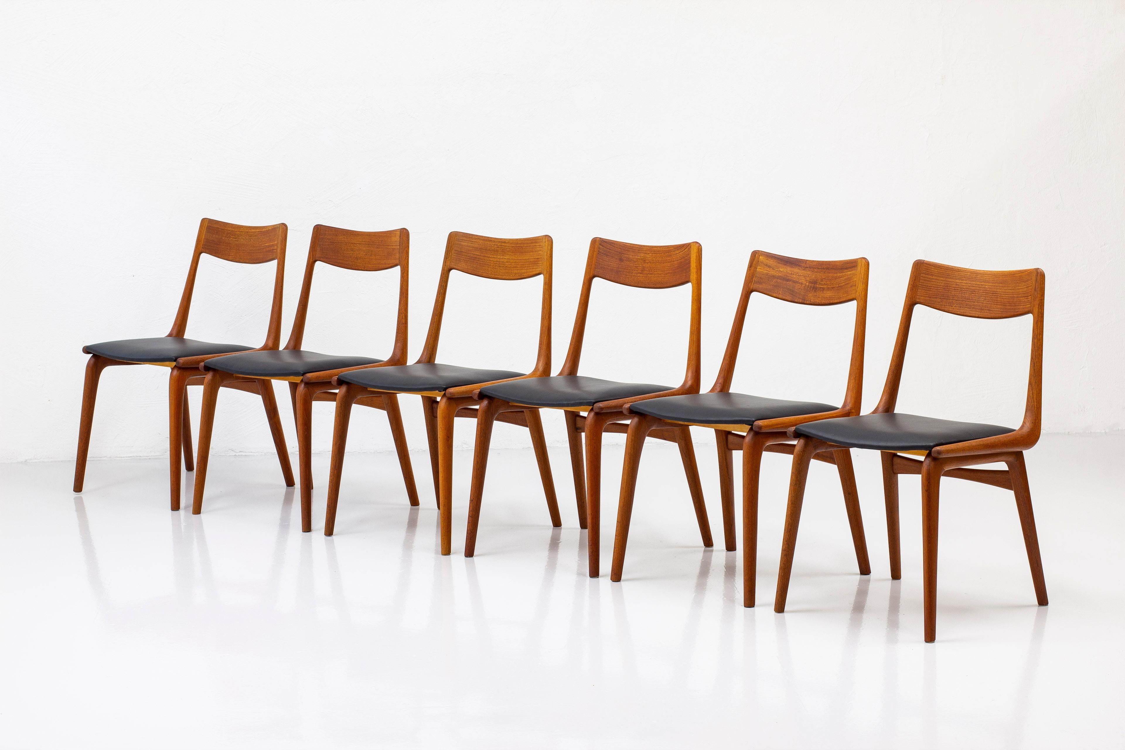 Dining Chairs in Teak and Leather by Alfred Christensen, Slagelse, Denmark 6