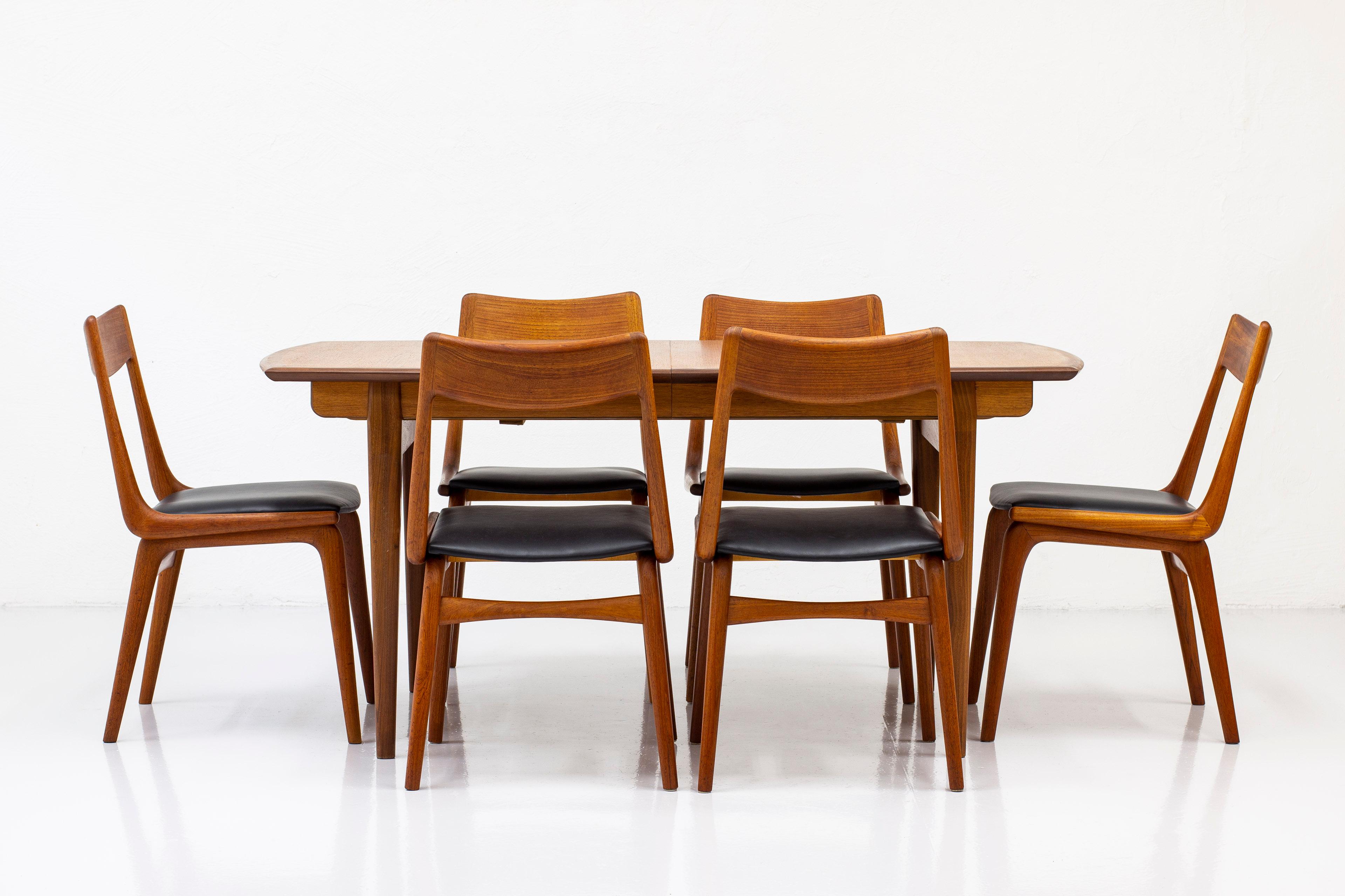 Scandinavian Modern Dining Chairs in Teak and Leather by Alfred Christensen, Slagelse, Denmark