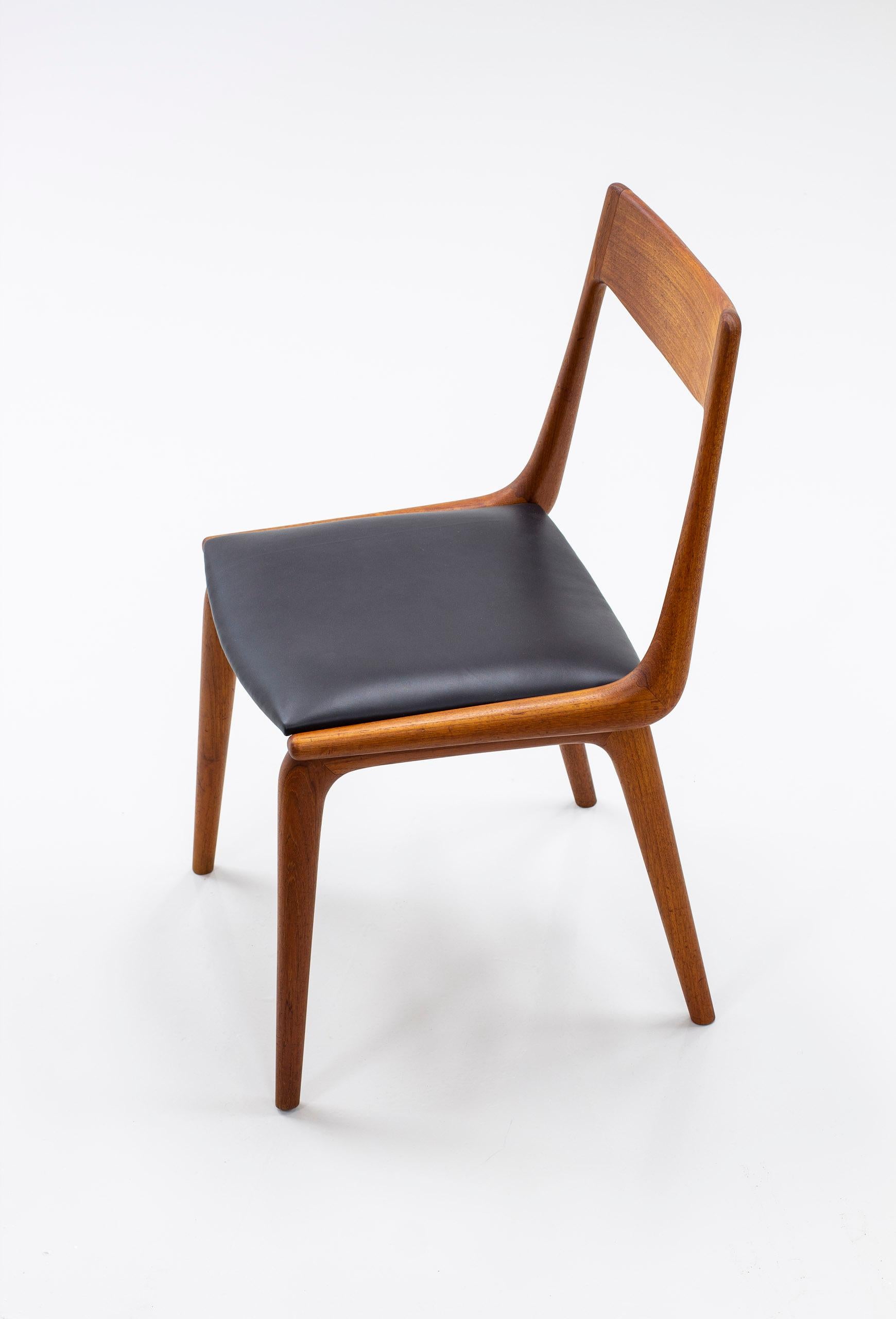 Dining Chairs in Teak and Leather by Alfred Christensen, Slagelse, Denmark 1