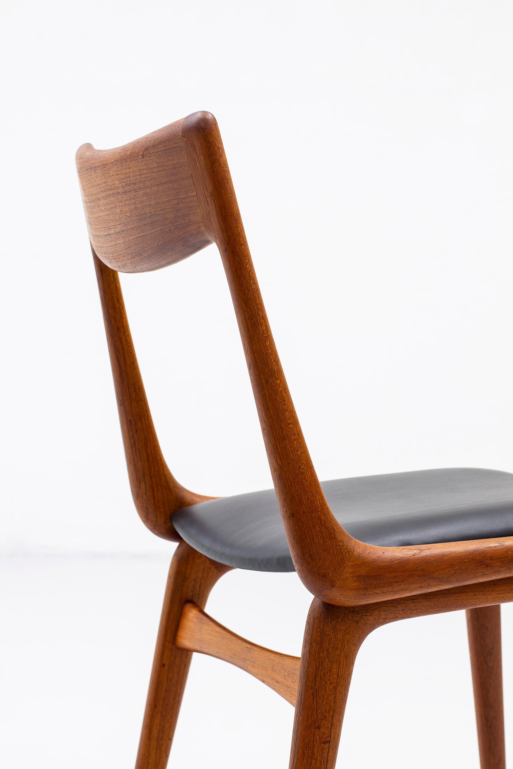 Dining Chairs in Teak and Leather by Alfred Christensen, Slagelse, Denmark 1