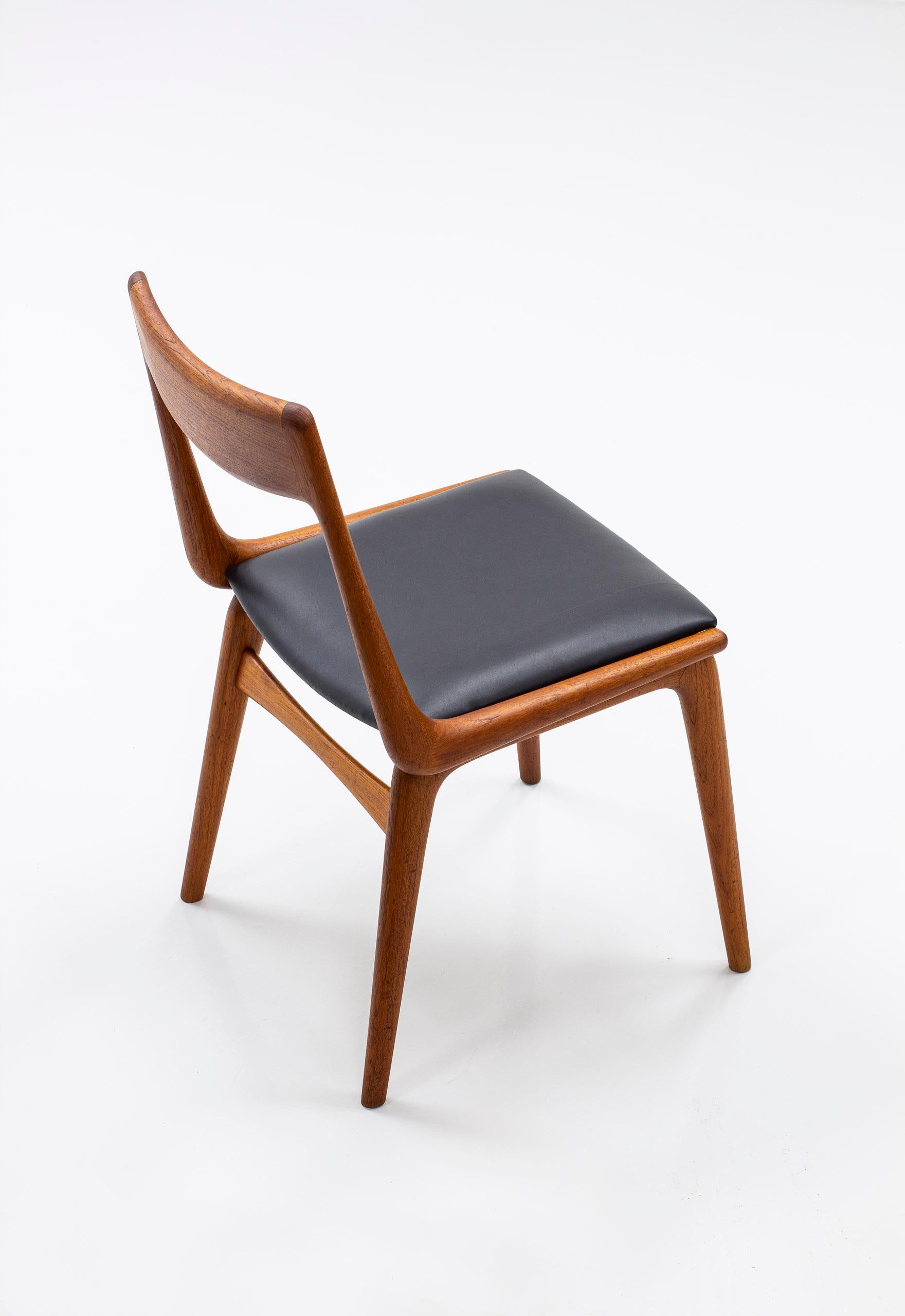 Dining Chairs in Teak and Leather by Alfred Christensen, Slagelse, Denmark 2