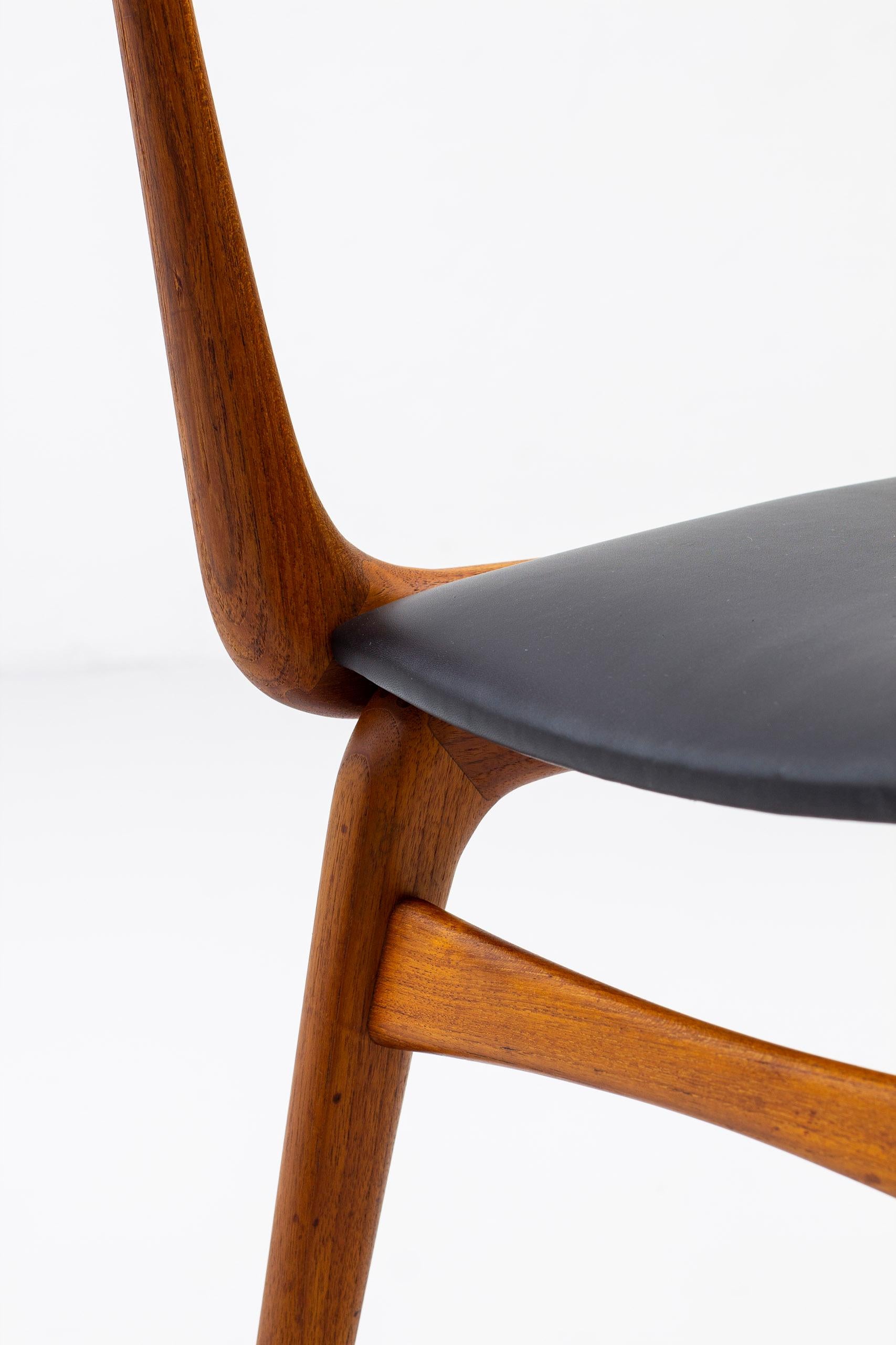 Dining Chairs in Teak and Leather by Alfred Christensen, Slagelse, Denmark 3