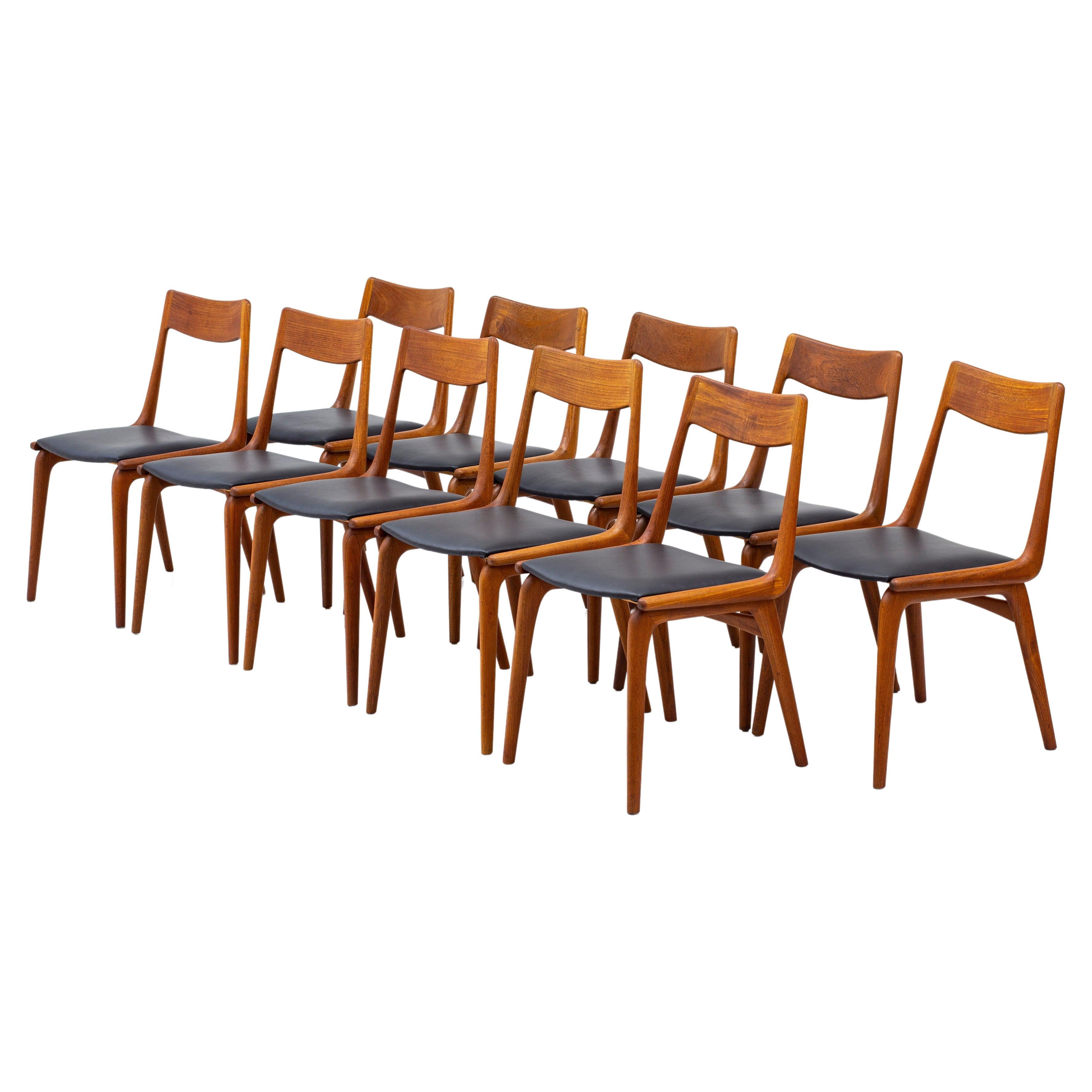 Dining Chairs in Teak and Leather by Alfred Christensen, Slagelse, Denmark